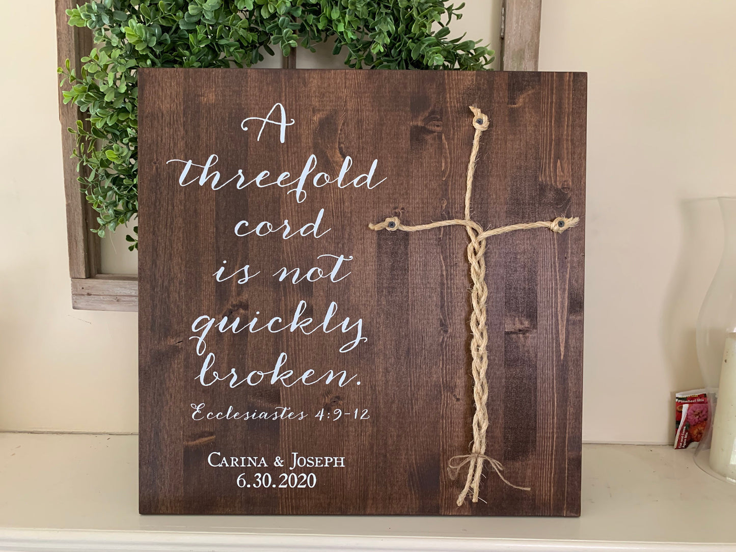 A Cord Of Three Strands Wedding Sign, Ceremony Sign, A Cord of 3 Strands, Ecclesiastes 4:9-12, Wedding Gift, Fall Wedding Decor, Cord Sign