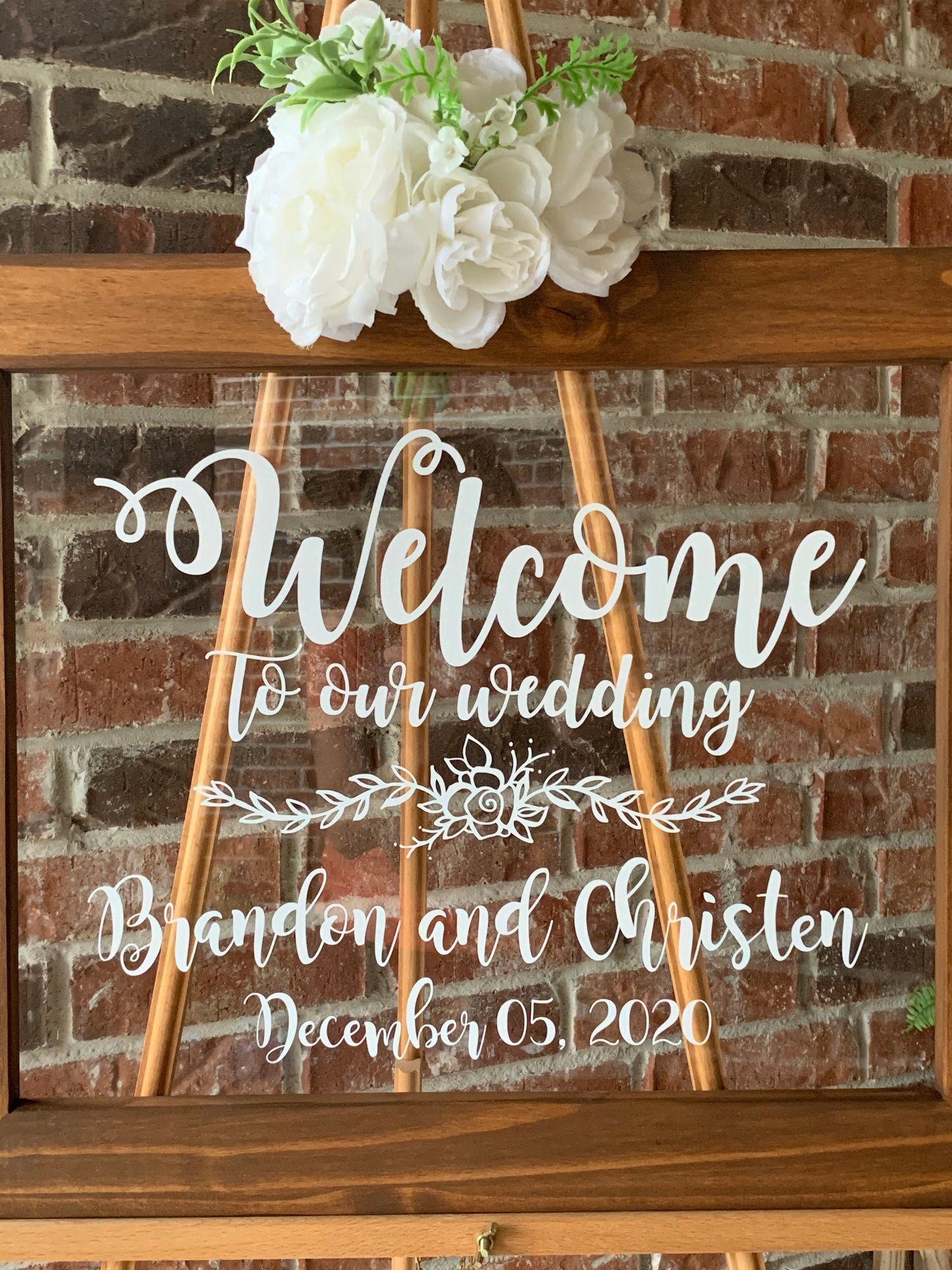 Acrylic Framed Wedding Sign, Welcome to Our Wedding with Names, Rustic Chic, Modern Rustic, Personalized Gift