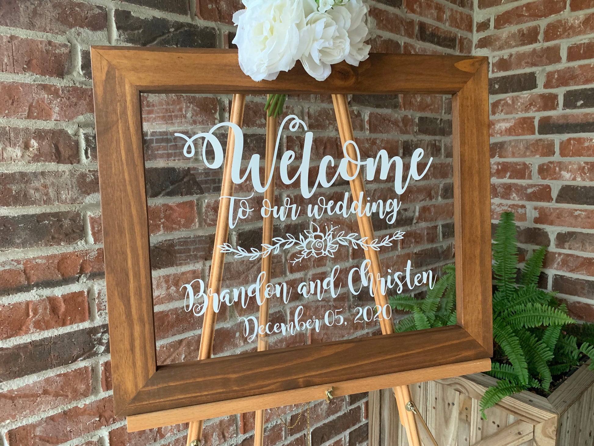 Acrylic Framed Wedding Sign, Welcome to Our Wedding with Names, Rustic Chic, Modern Rustic, Personalized Gift