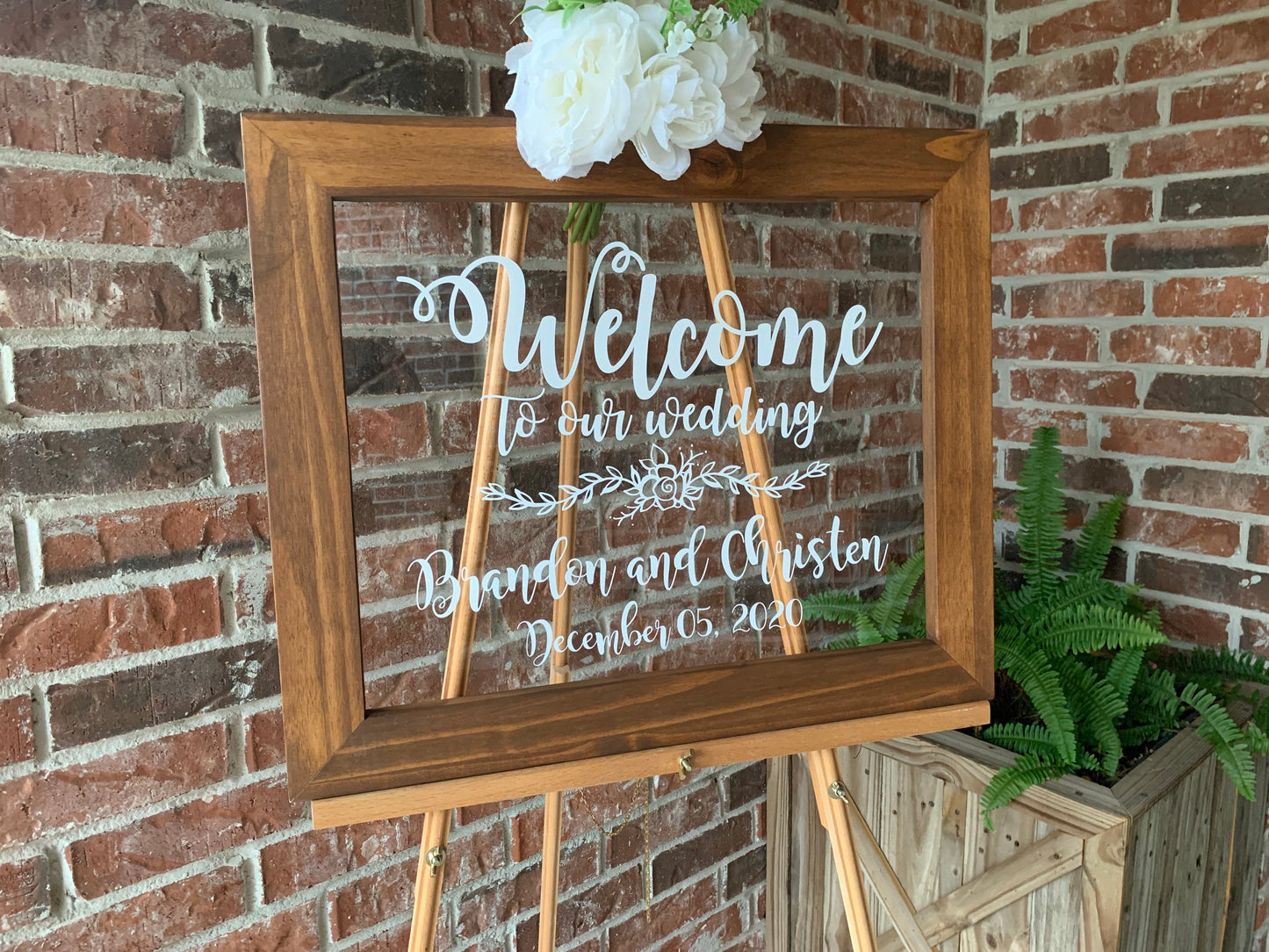 Acrylic Framed Wedding Sign, Welcome to Our Wedding with Names, Rustic Chic, Modern Rustic, Personalized Gift