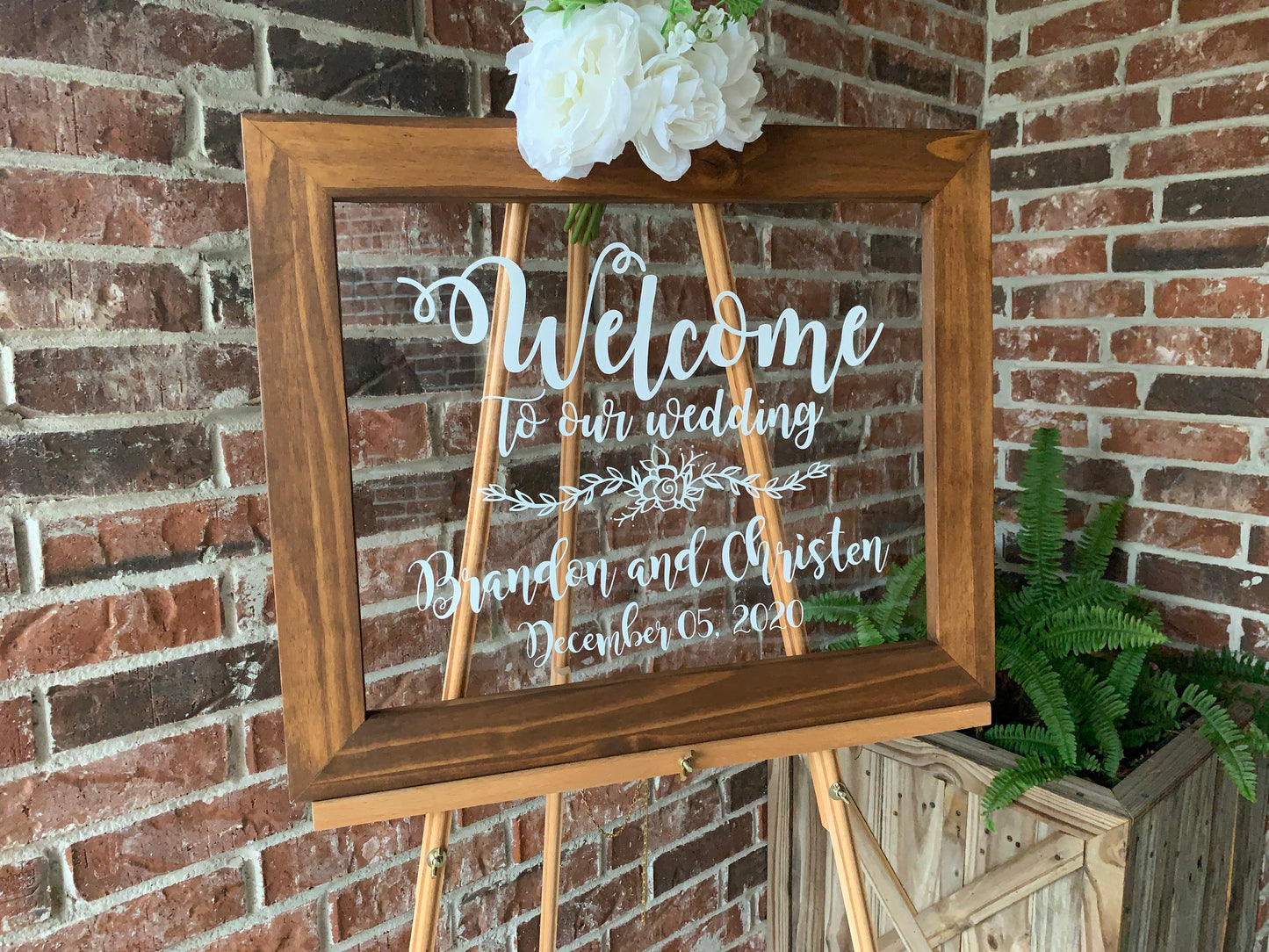 Acrylic Framed Wedding Sign, Welcome to Our Wedding with Names, Rustic Chic, Modern Rustic, Personalized Gift