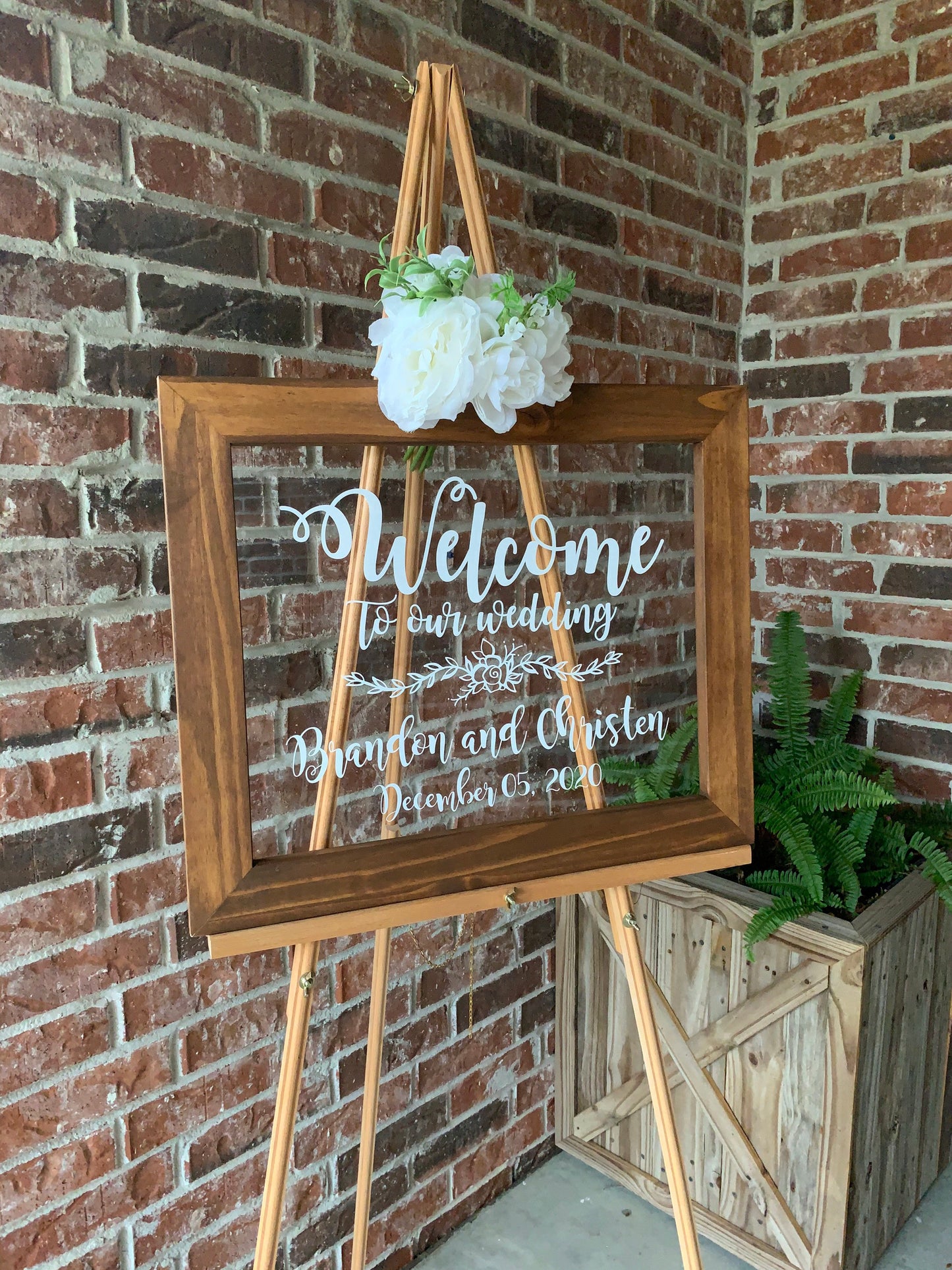 Acrylic Framed Wedding Sign, Welcome to Our Wedding with Names, Rustic Chic, Modern Rustic, Personalized Gift