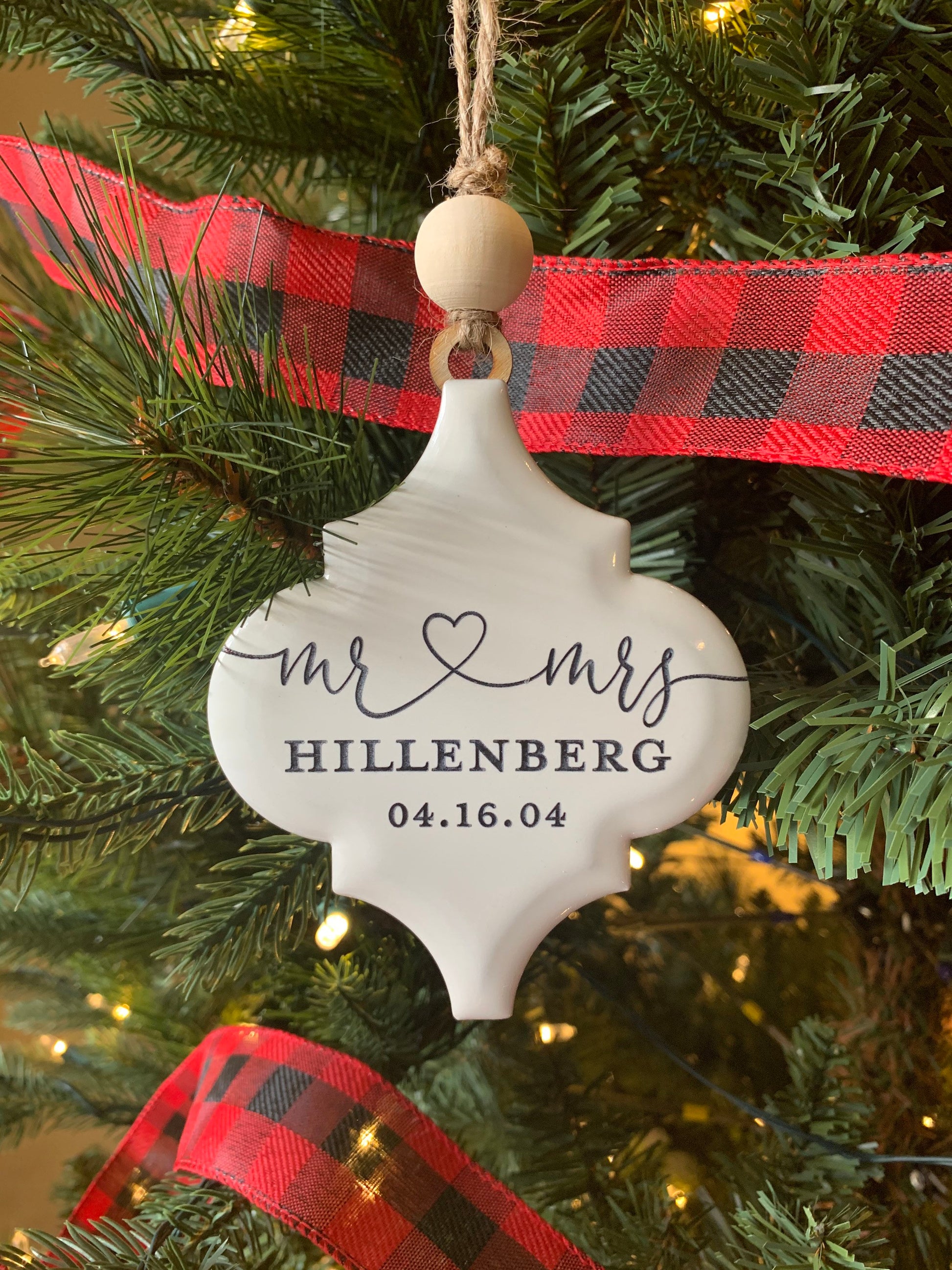 Personalized Engraved Christmas Ornament, New Home, First Christmas Married, Mr and Mrs Ornament