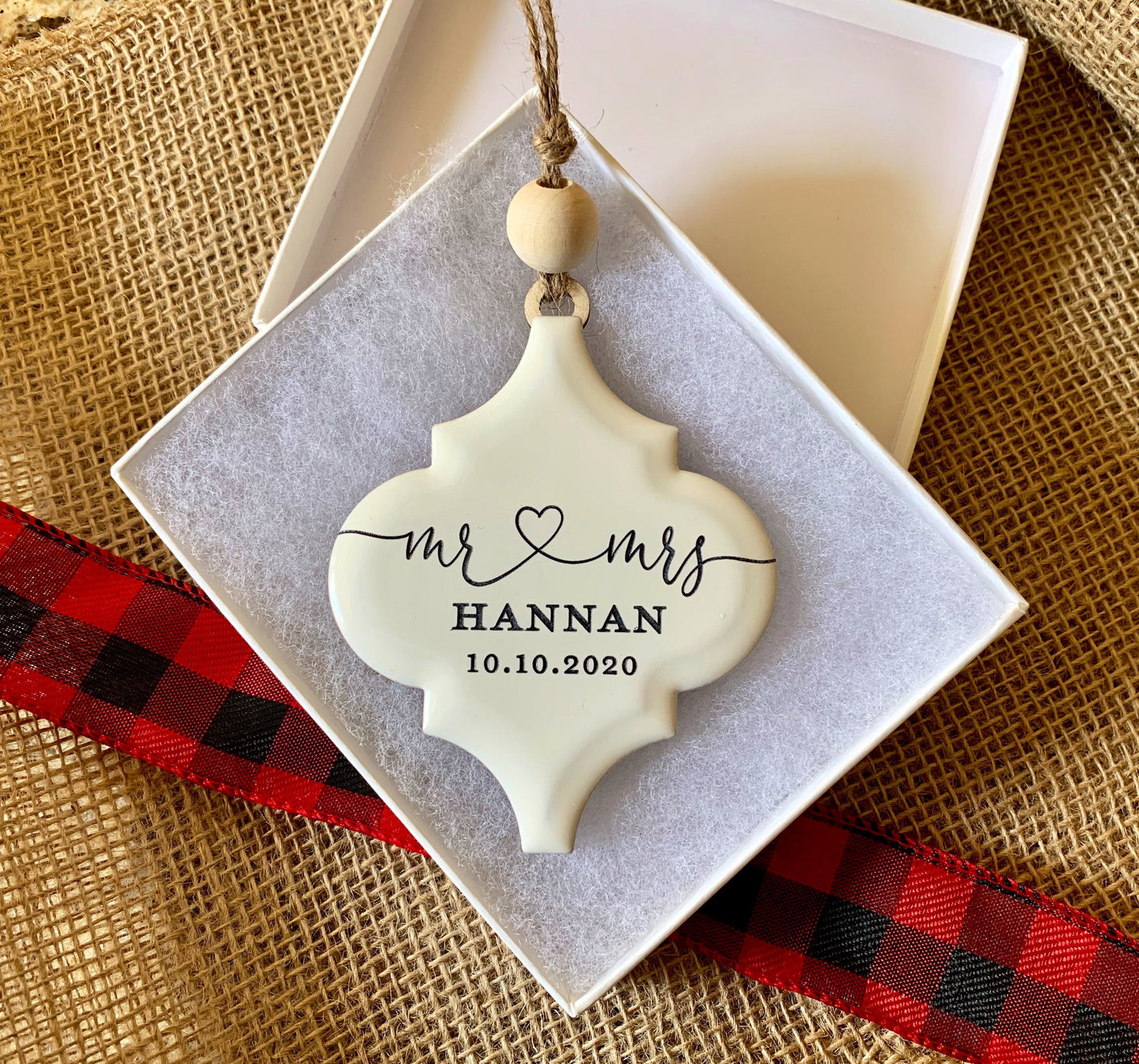 Personalized Engraved Christmas Ornament, New Home, First Christmas Married, Mr and Mrs Ornament