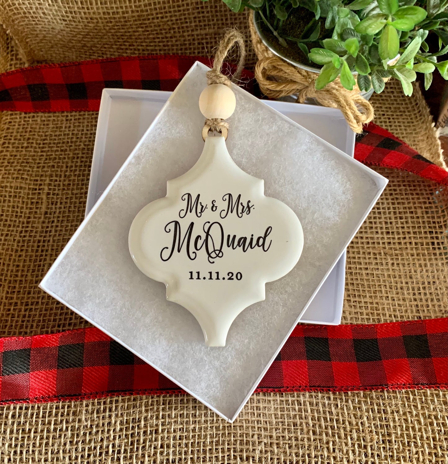 Personalized Christmas Ornament, New Home, First Christmas Married, Mr and Mrs Ornament