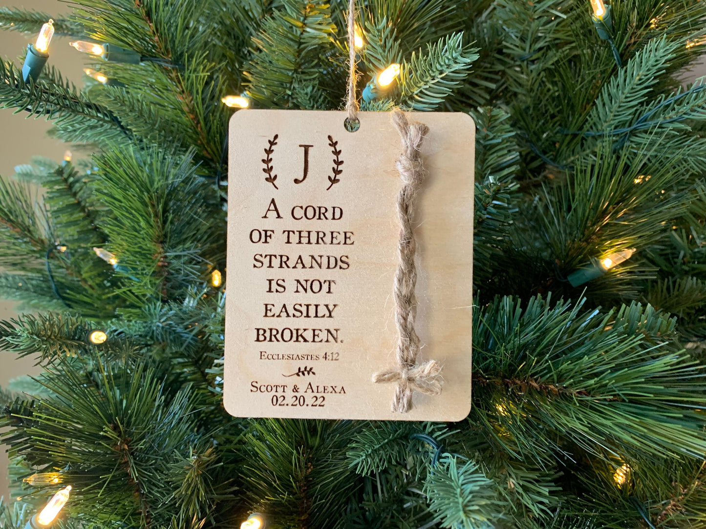 Personalized Christmas Ornament, A cord of three strands