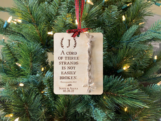 Personalized Christmas Ornament, A cord of three strands