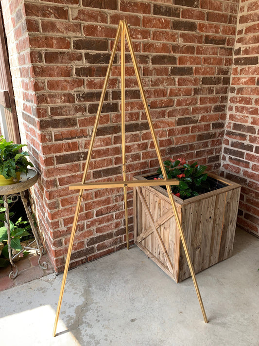 Wood Floor Easel, Wedding Sign Stand, Art Easel, Metallic Gold