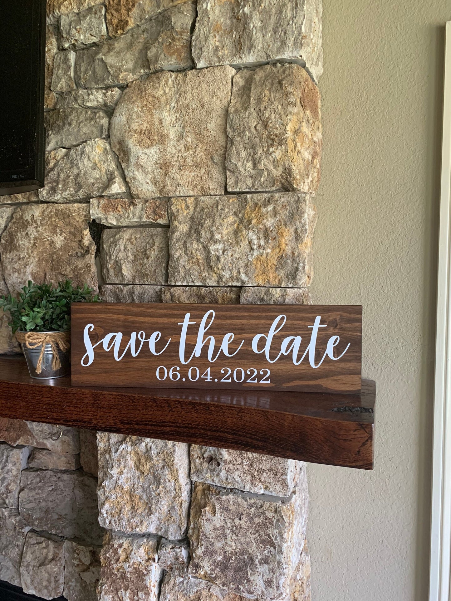 Save the Date Sign, Wedding Announcement Sign, Engagement Photo Prop, Rustic Wedding Decor