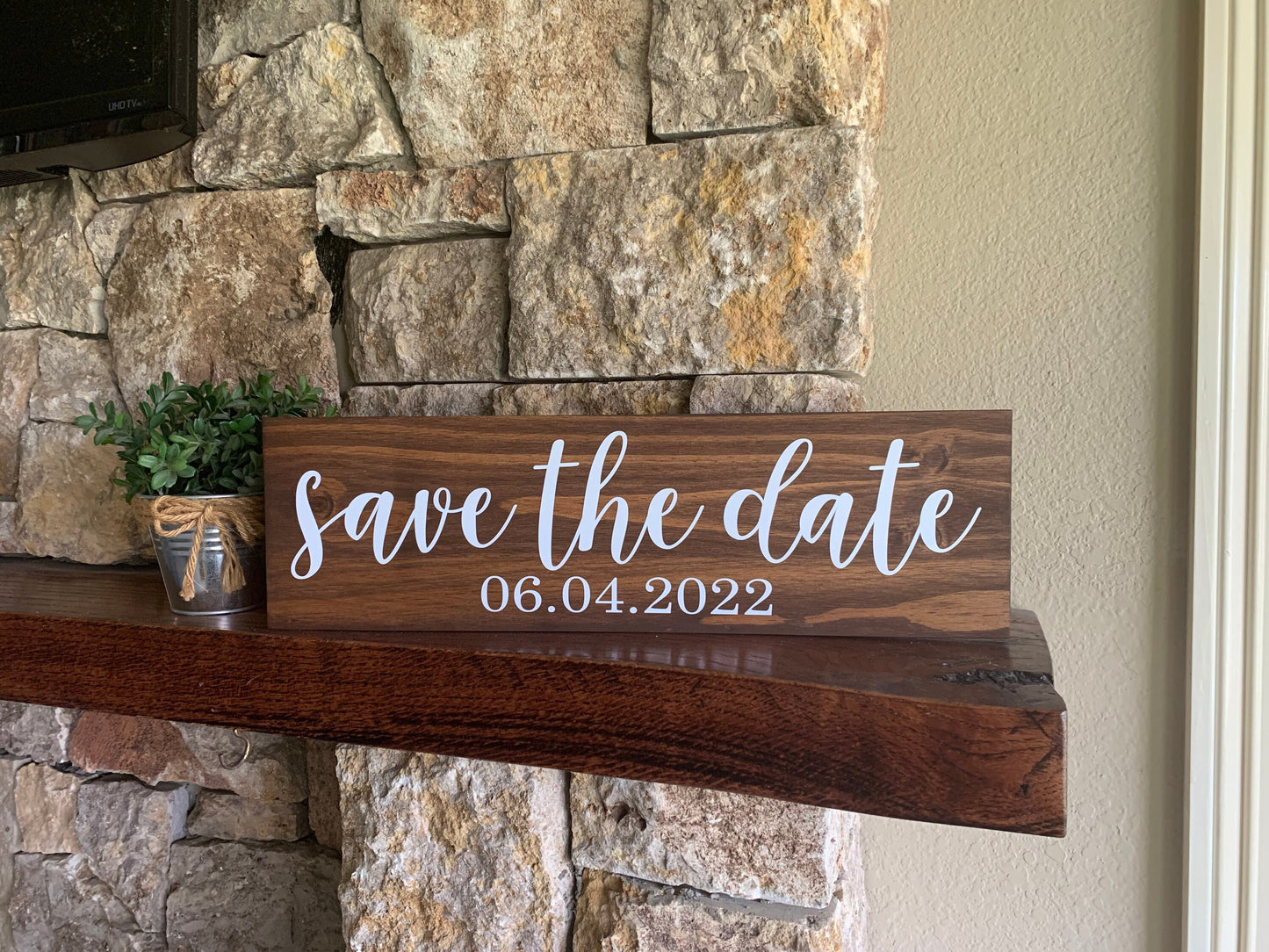 Save the Date Sign, Wedding Announcement Sign, Engagement Photo Prop, Rustic Wedding Decor