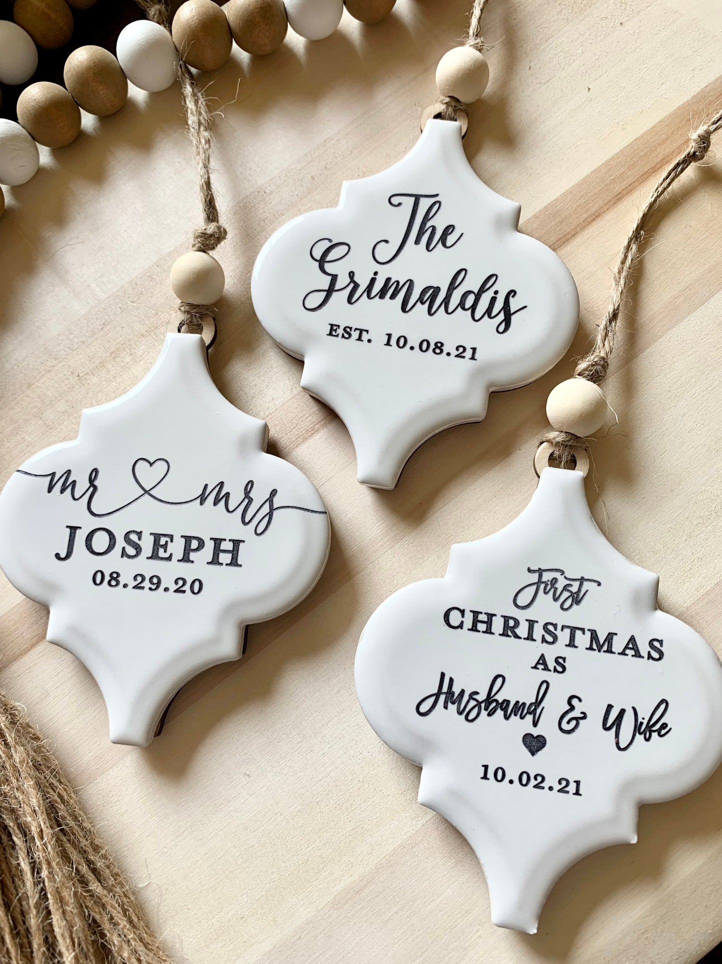 Personalized Christmas Ornament, New Home, First Christmas Married, Mr and Mrs Ornament, Corporate Christmas Gift