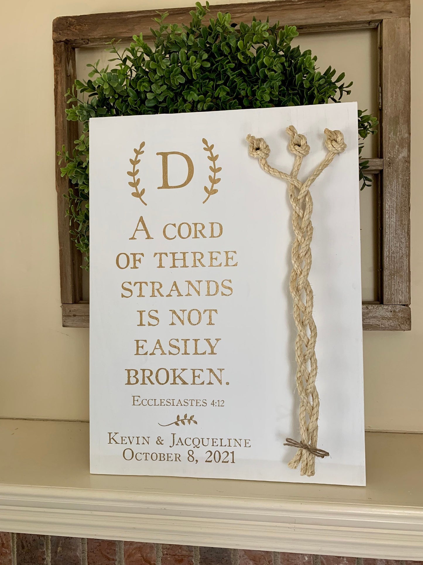 A Cord Of Three Strands Wedding Sign, Ceremony Sign, Metallic Gold Lettering