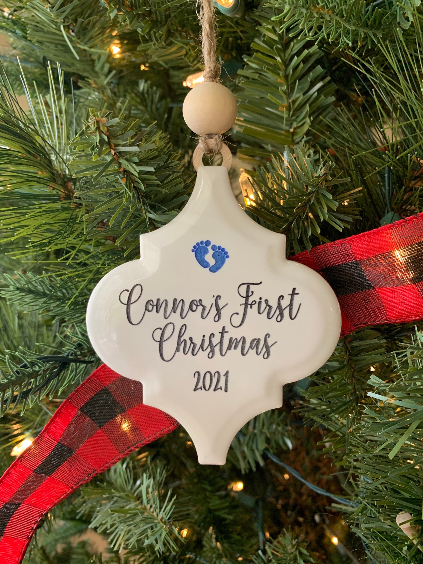 Baby's First Christmas Ornament  |  Porcelain Ornament