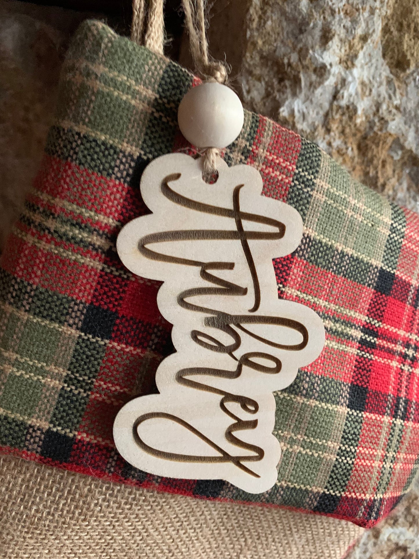 Stocking Name Tag, Custom Engraved Tag