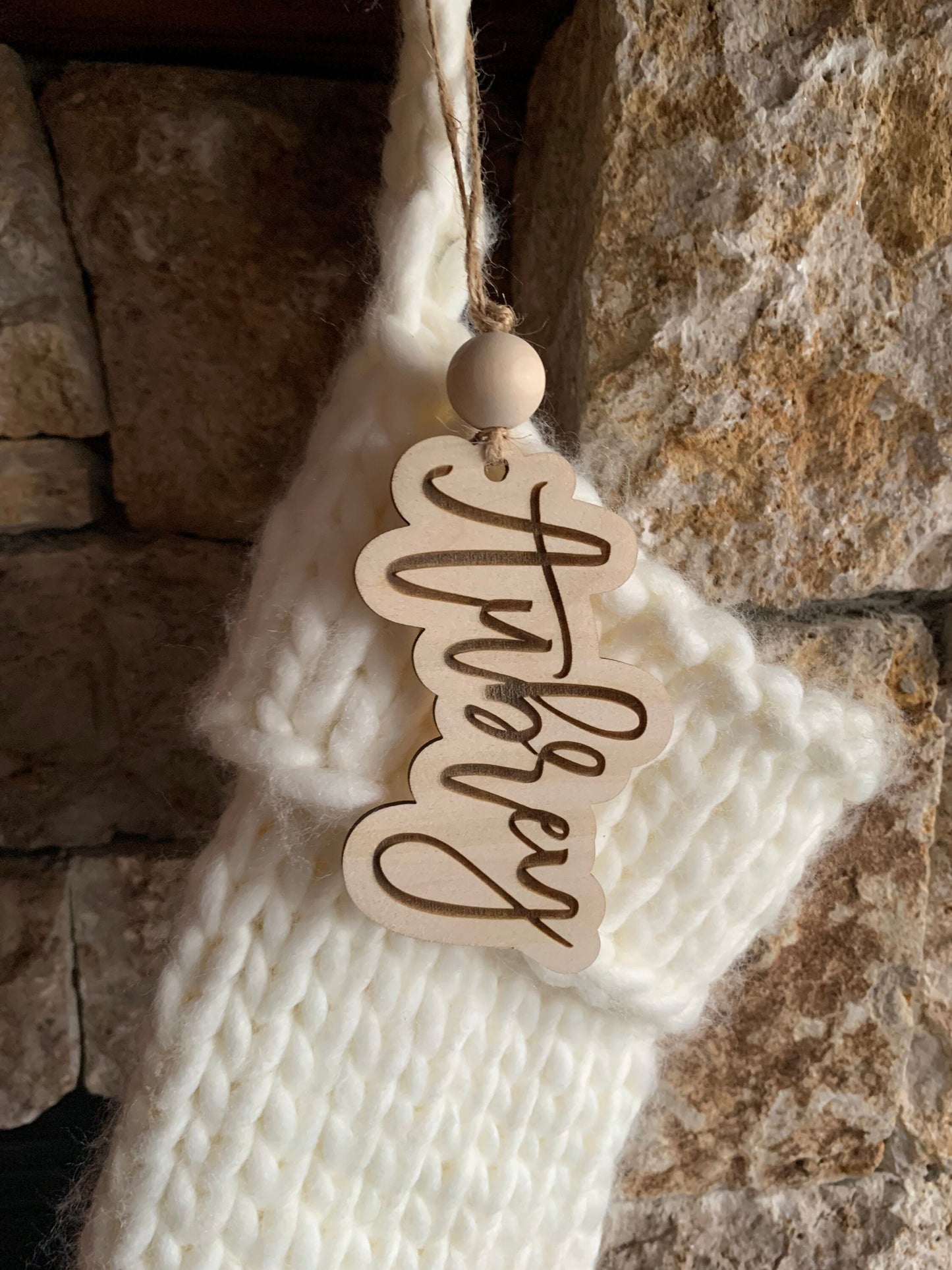 Stocking Name Tag, Custom Engraved Tag