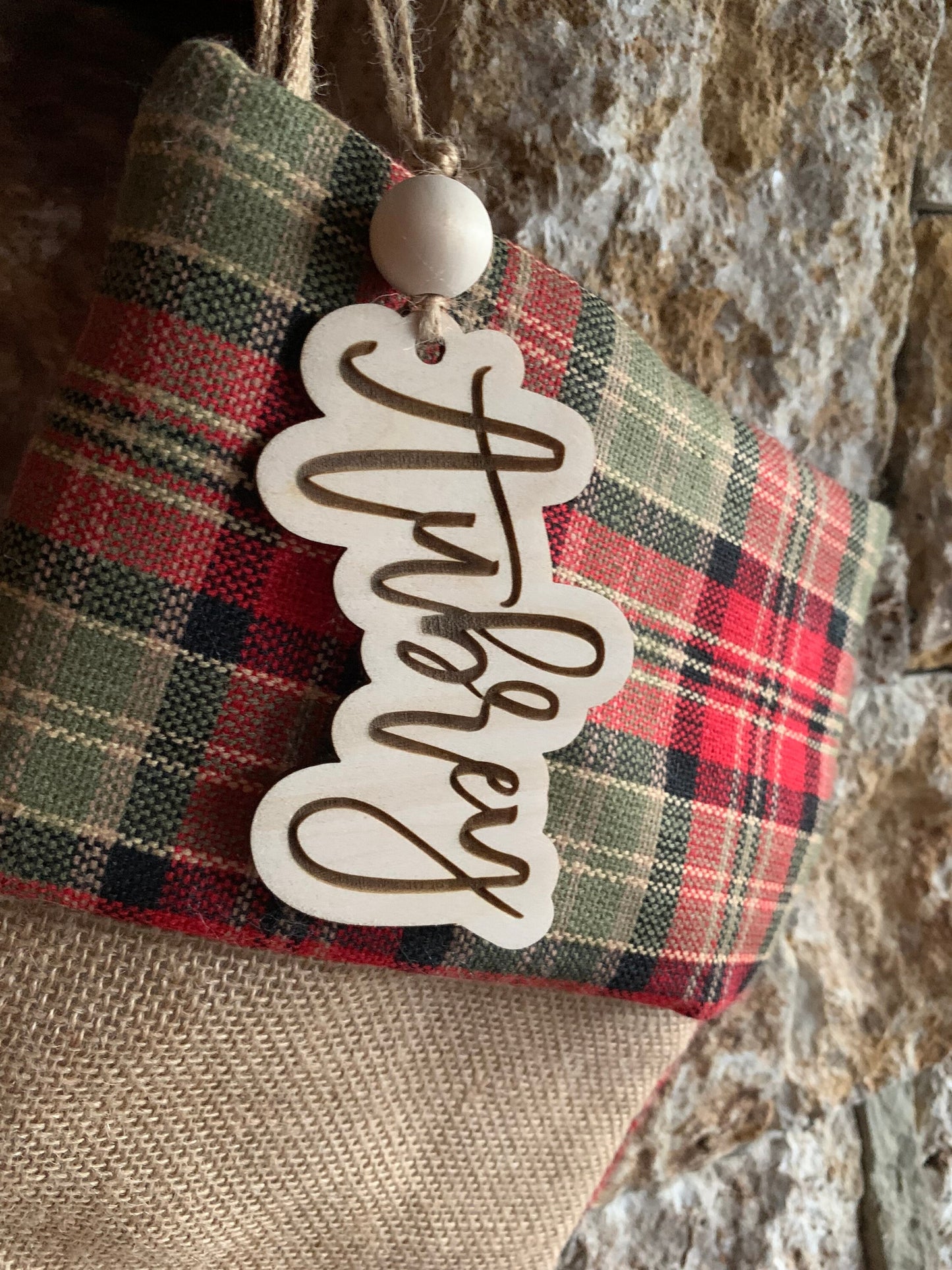 Stocking Name Tag, Custom Engraved Tag