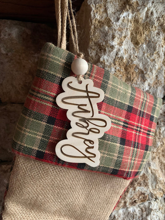 Stocking Name Tag, Custom Engraved Tag