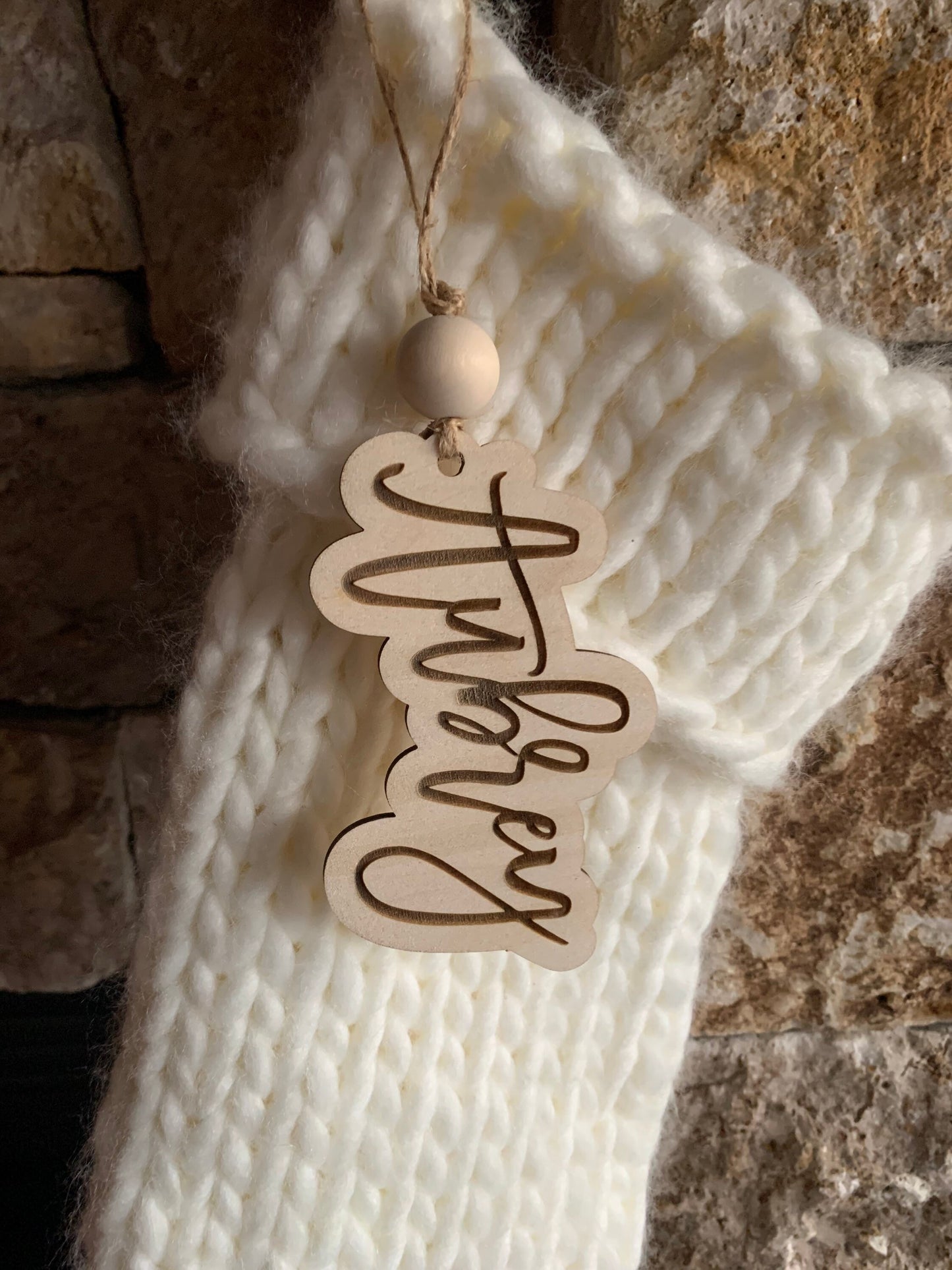 Stocking Name Tag, Custom Engraved Tag