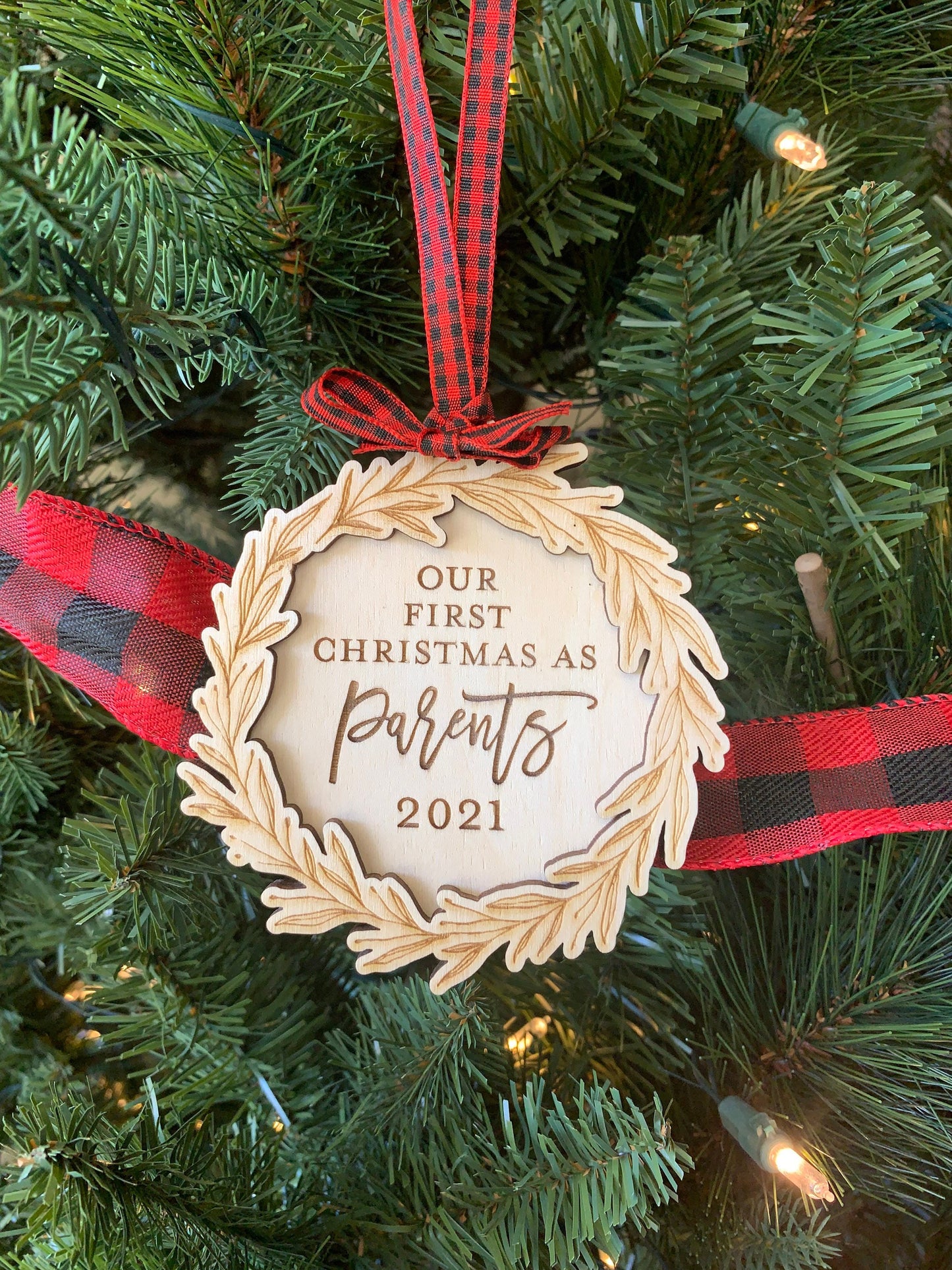 Custom Engraved First Christmas Married Ornament