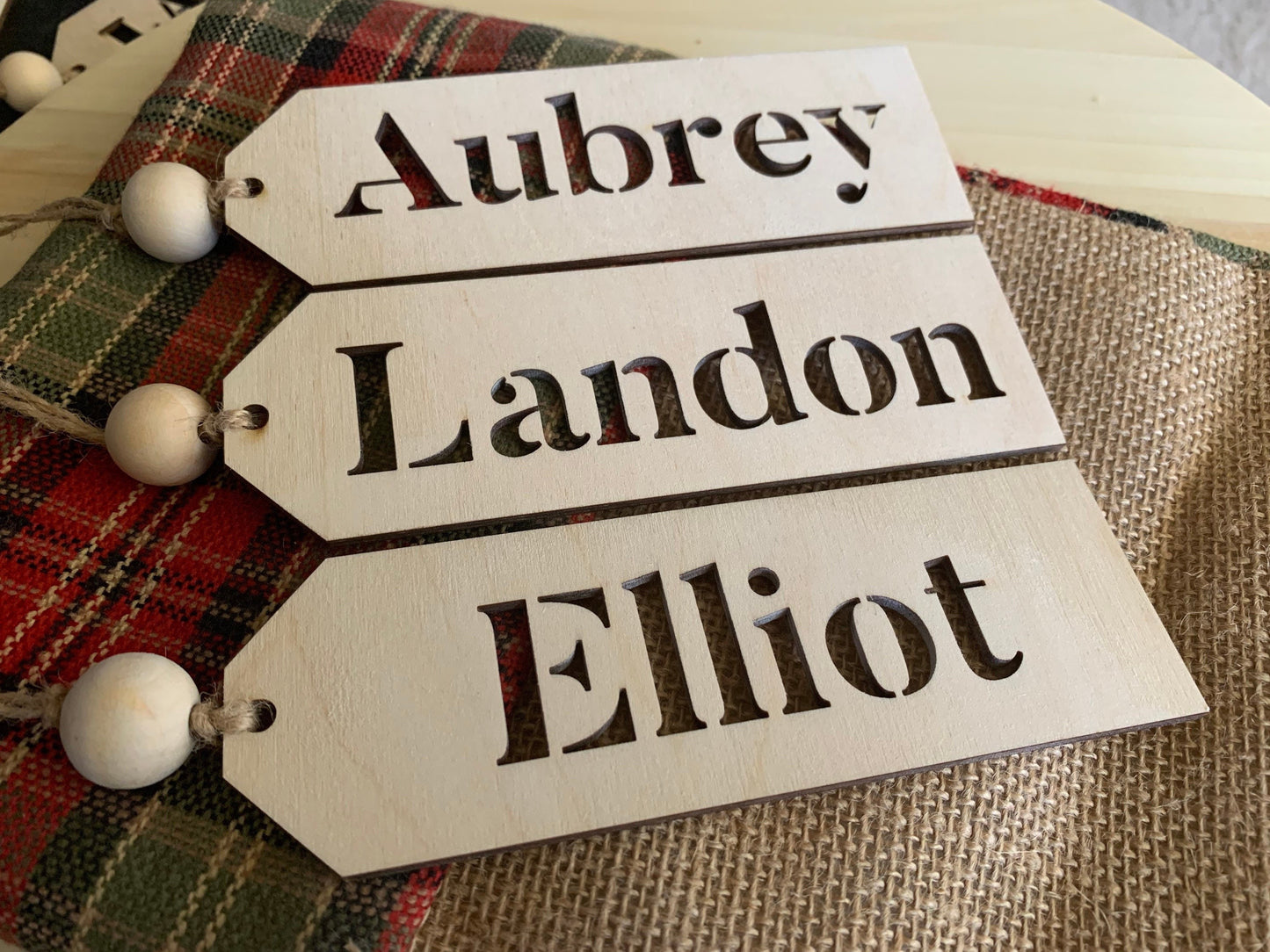 Stocking Name Tag, Custom Engraved Tag