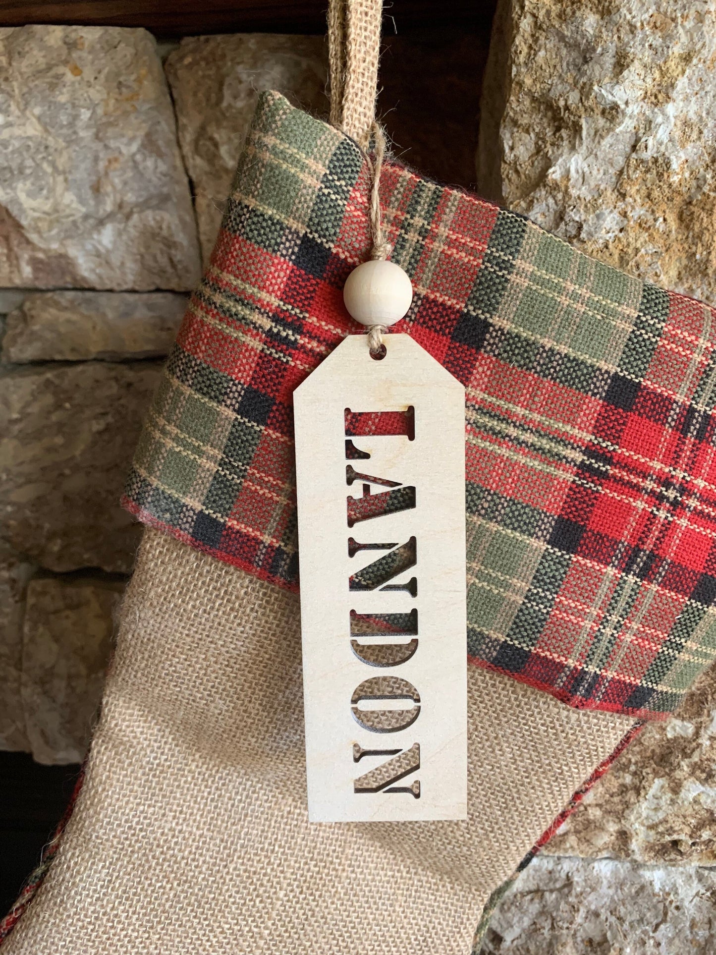 Stocking Name Tag, Custom Engraved Tag