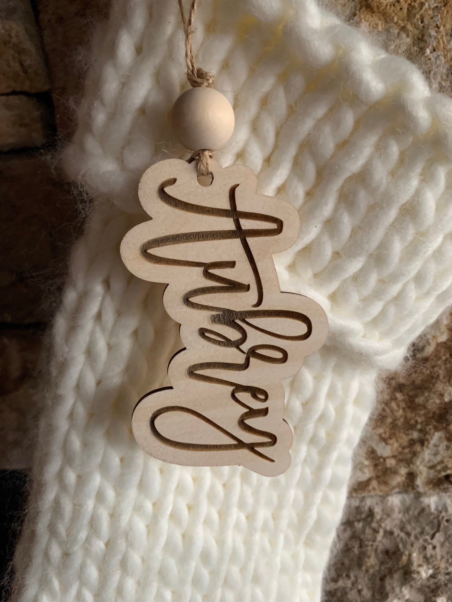 Stocking Name Tag, Custom Engraved Tag