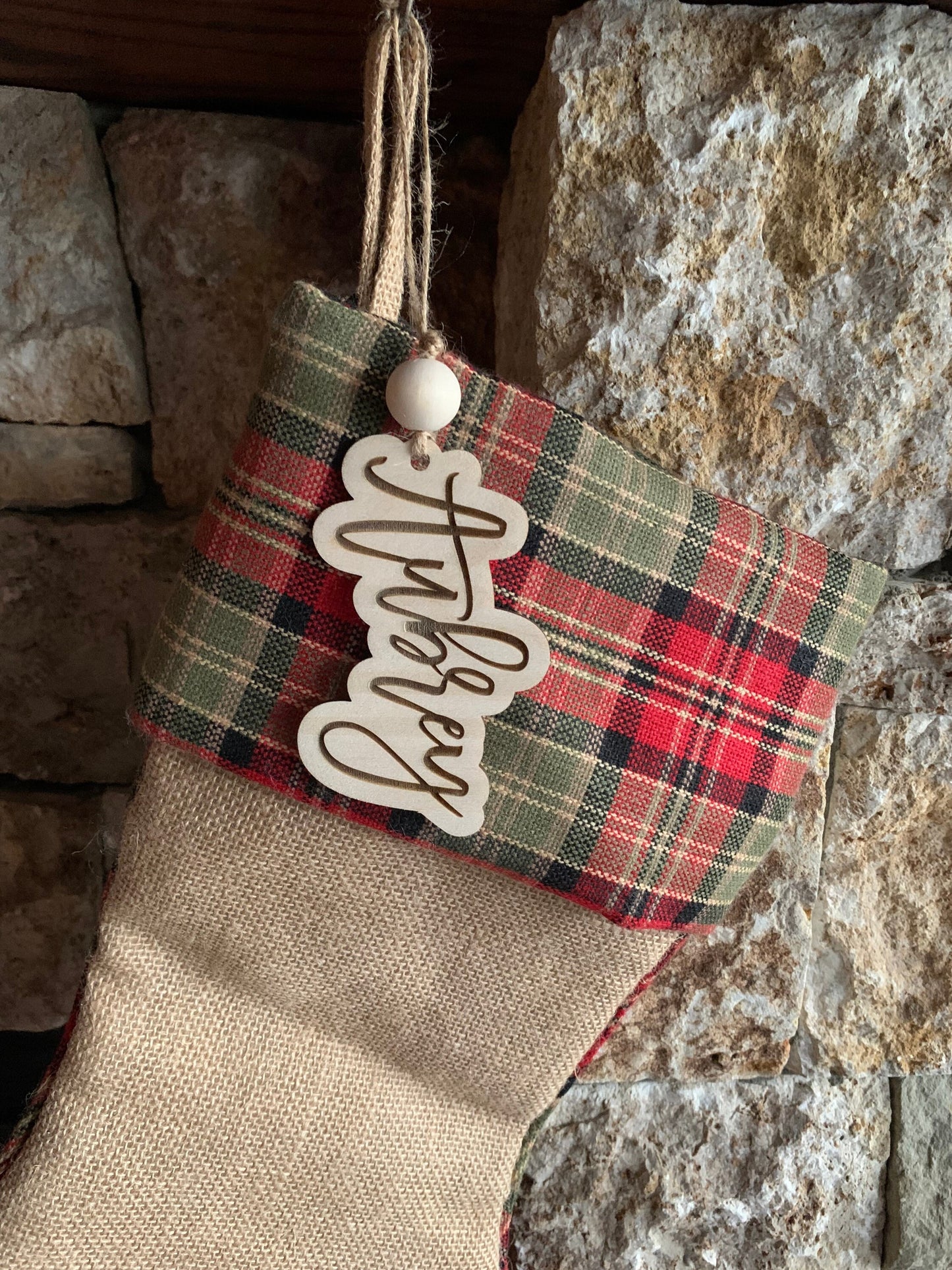 Stocking Name Tag, Custom Engraved Tag