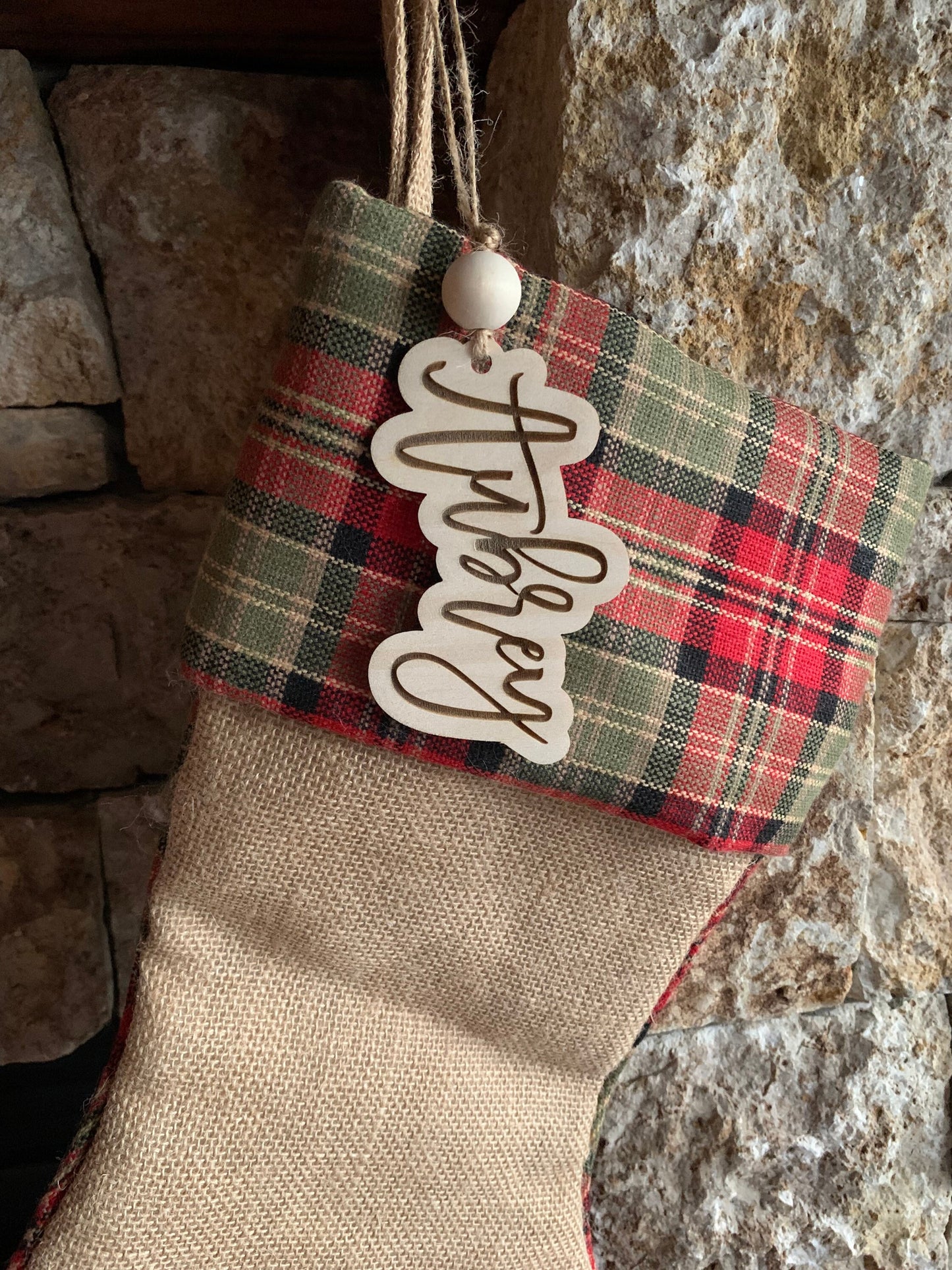 Stocking Name Tag, Custom Engraved Tag