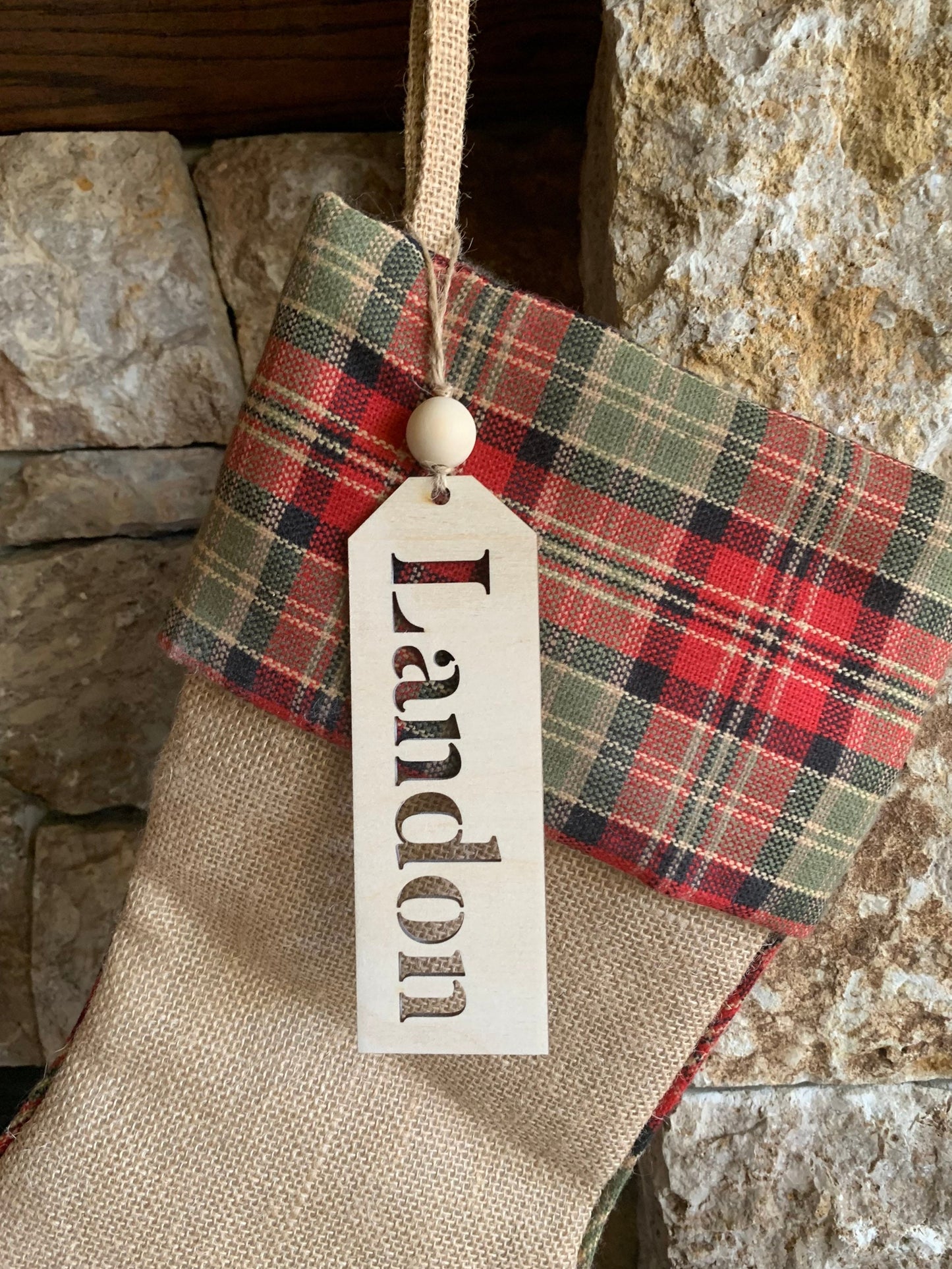 Stocking Name Tag, Custom Engraved Tag