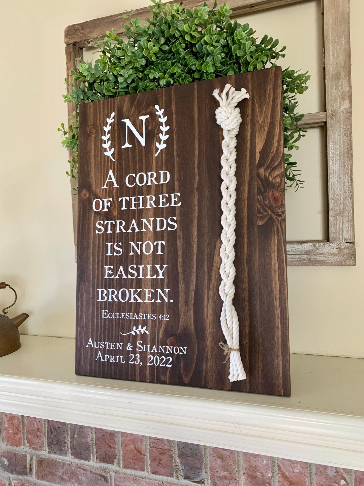 Christian Wedding Gift, 3 White Cords, A Cord of Three Strands is Not Easily Broken