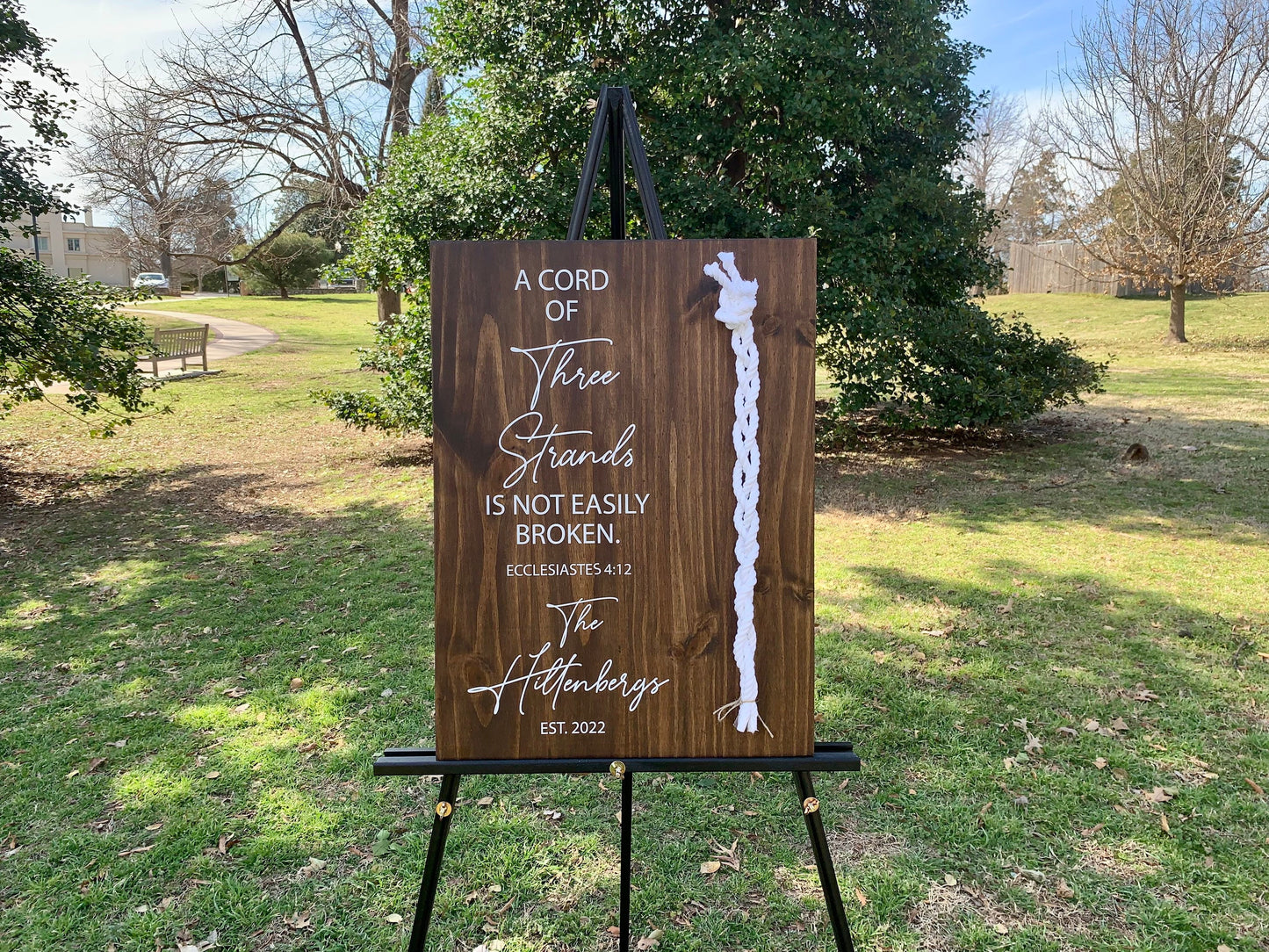 A Cord Of Three Strands Wedding Sign, White Cords, Unity Ceremony Sign, A Cord of 3 Strands, Ecclesiastes 4:12