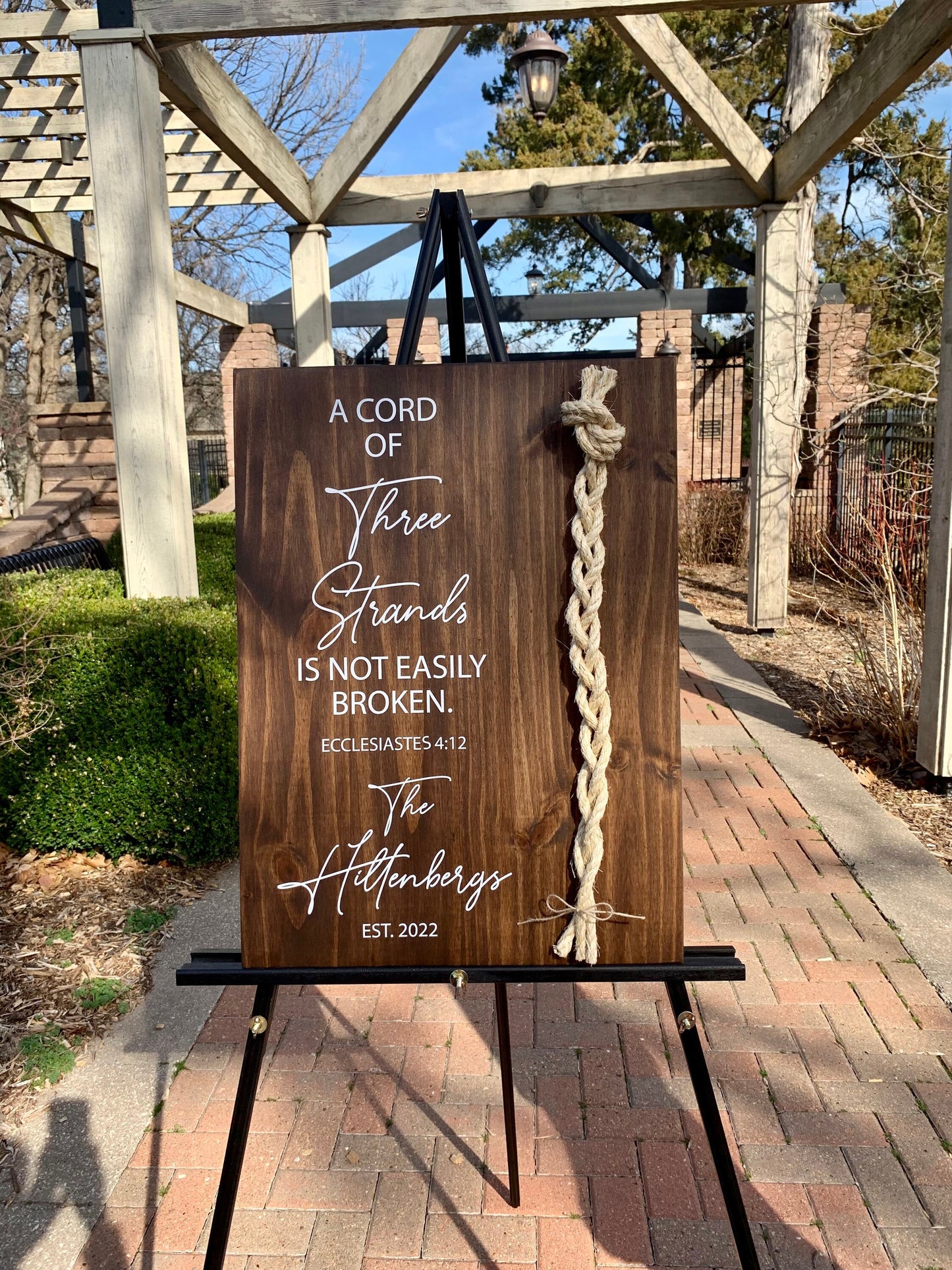 A Cord Of Three Strands Wedding Sign, Sisal Rope Cords, Unity Ceremony Sign, A Cord of 3 Strands, Ecclesiastes 4:12