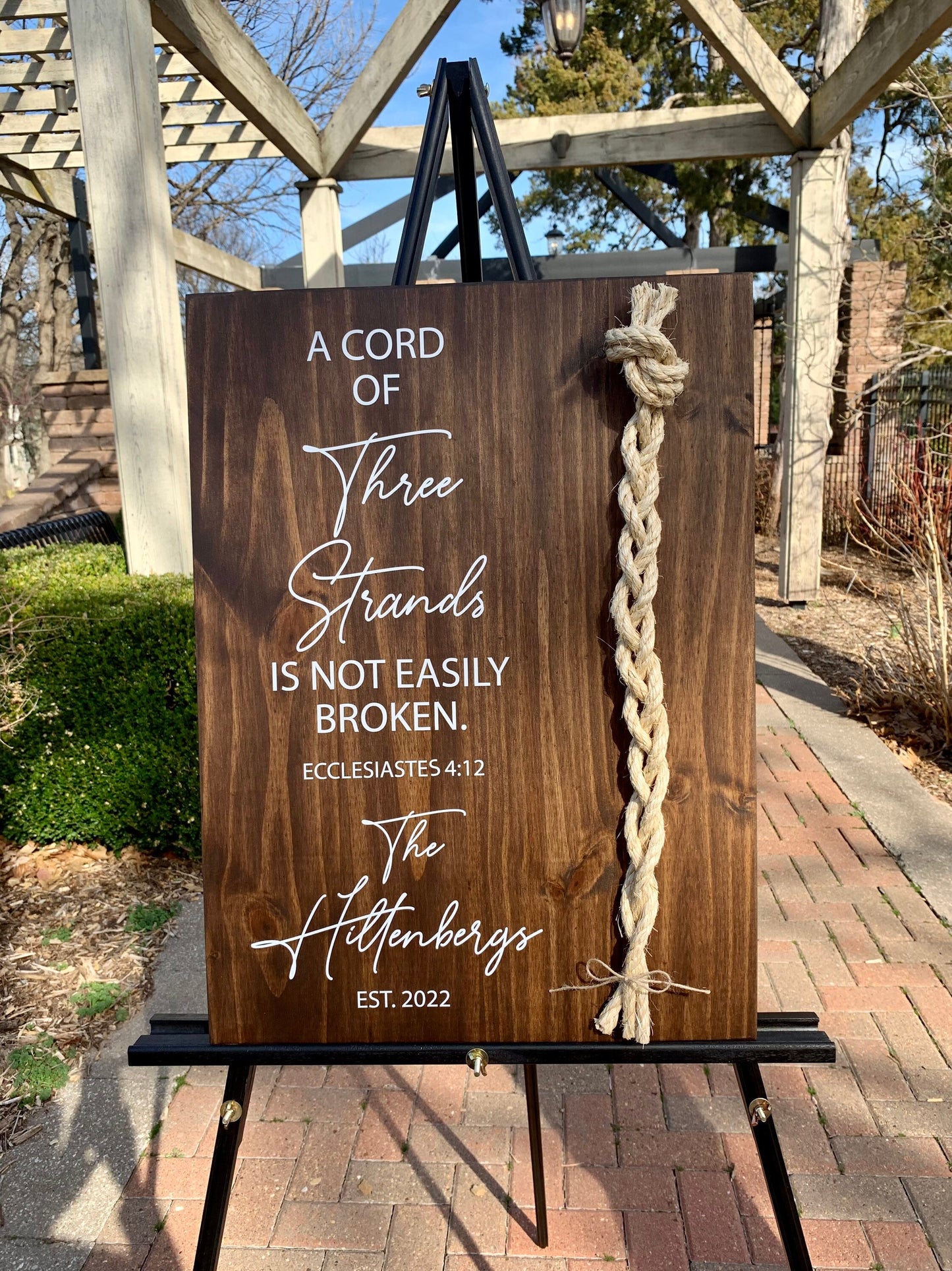 A Cord Of Three Strands Wedding Sign, Sisal Rope Cords, Unity Ceremony Sign, A Cord of 3 Strands, Ecclesiastes 4:12