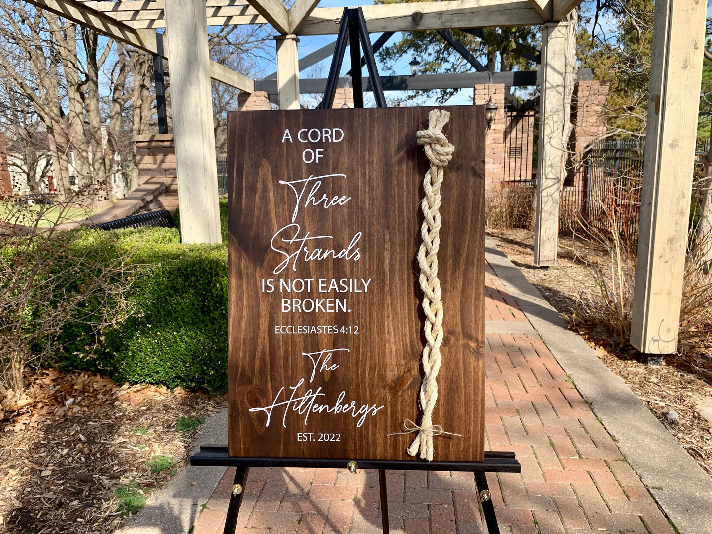 A Cord Of Three Strands Wedding Sign, Sisal Rope Cords, Unity Ceremony Sign, A Cord of 3 Strands, Ecclesiastes 4:12