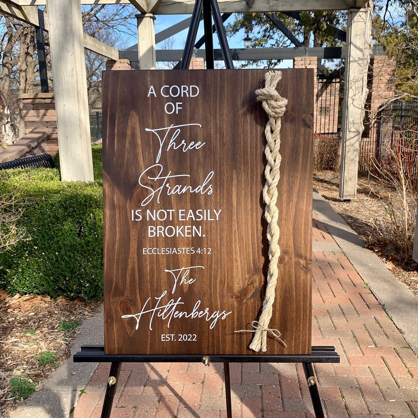 A Cord Of Three Strands Wedding Sign, Sisal Rope Cords, Unity Ceremony Sign, A Cord of 3 Strands, Ecclesiastes 4:12