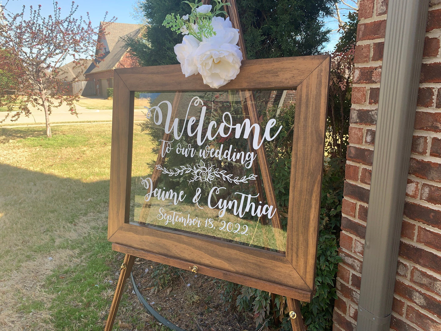 Acrylic Framed Wedding Sign, Welcome to Our Wedding with Names, Rustic Chic, Modern Rustic, Personalized Gift