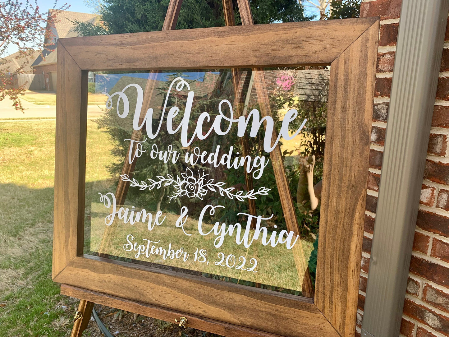 Acrylic Framed Wedding Sign, Welcome to Our Wedding with Names, Rustic Chic, Modern Rustic, Personalized Gift