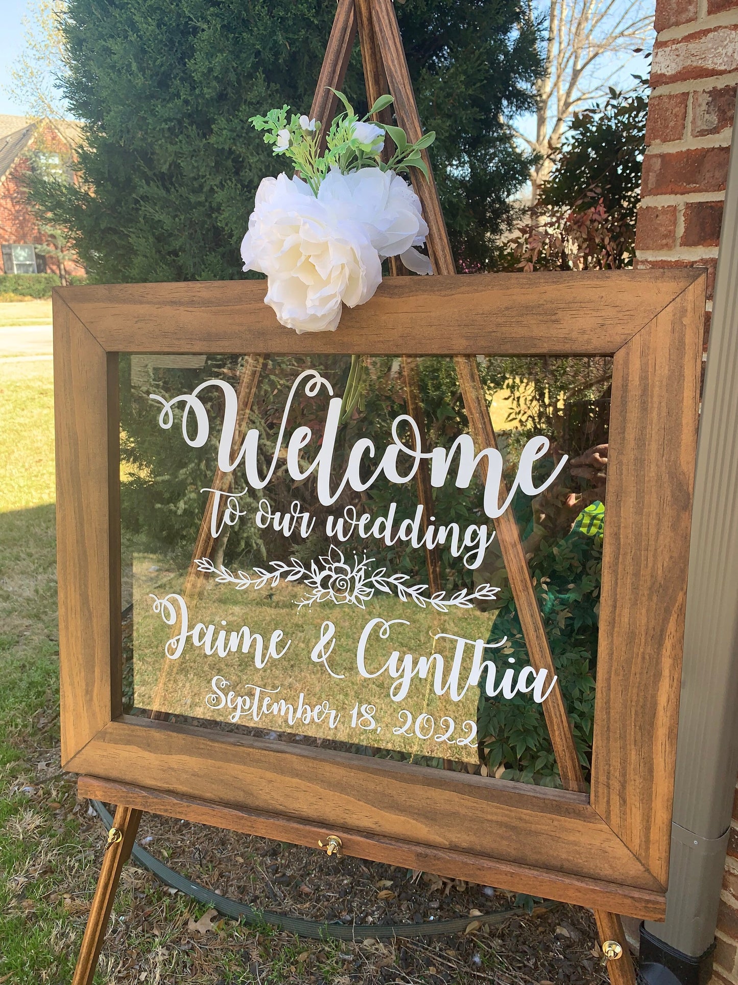 Acrylic Framed Wedding Sign, Welcome to Our Wedding with Names, Rustic Chic, Modern Rustic, Personalized Gift