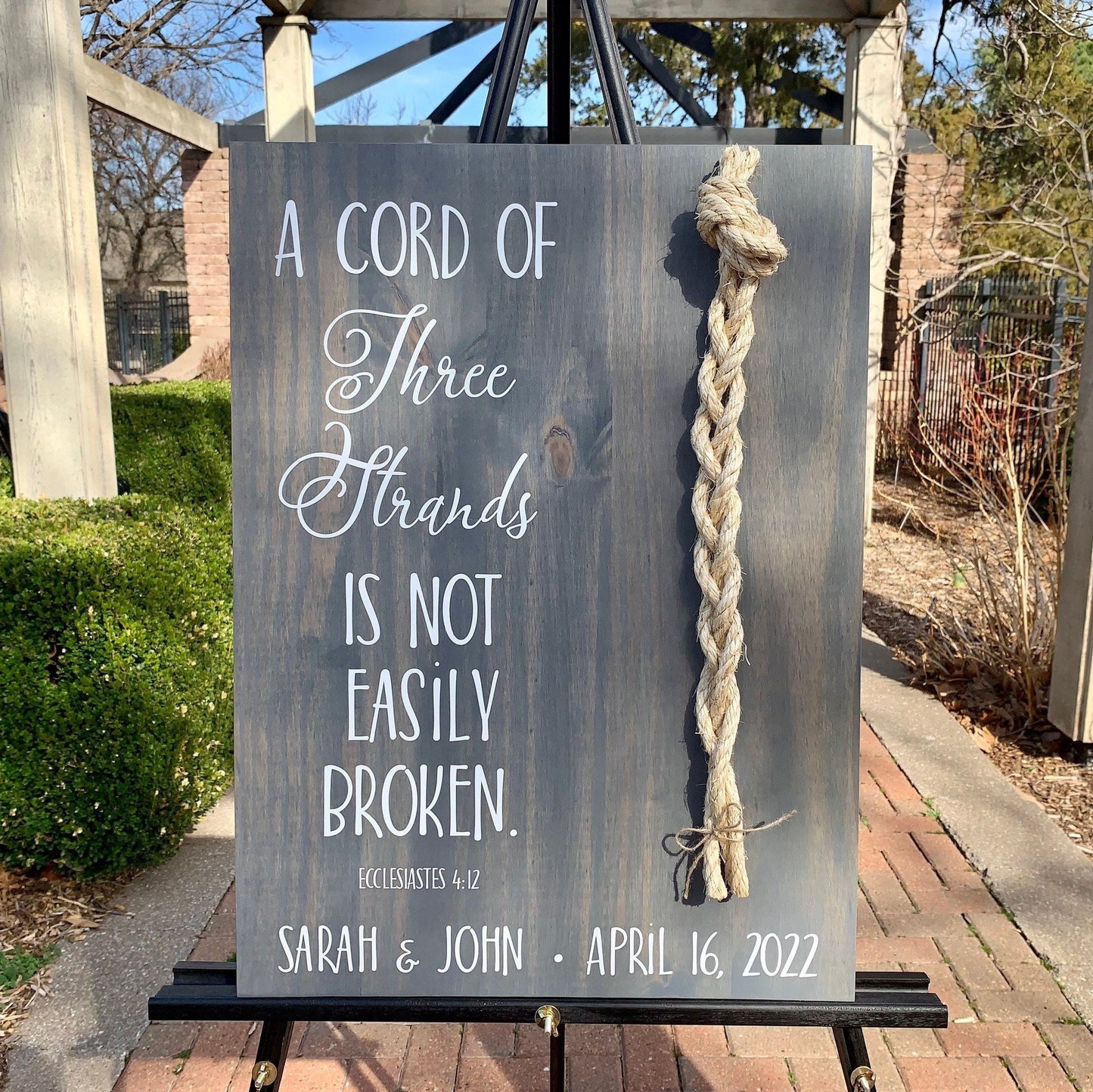 A Cord Of Three Strands Wedding Sign, White Cords, Unity Ceremony Sign, A Cord of 3 Strands, Ecclesiastes 4:12