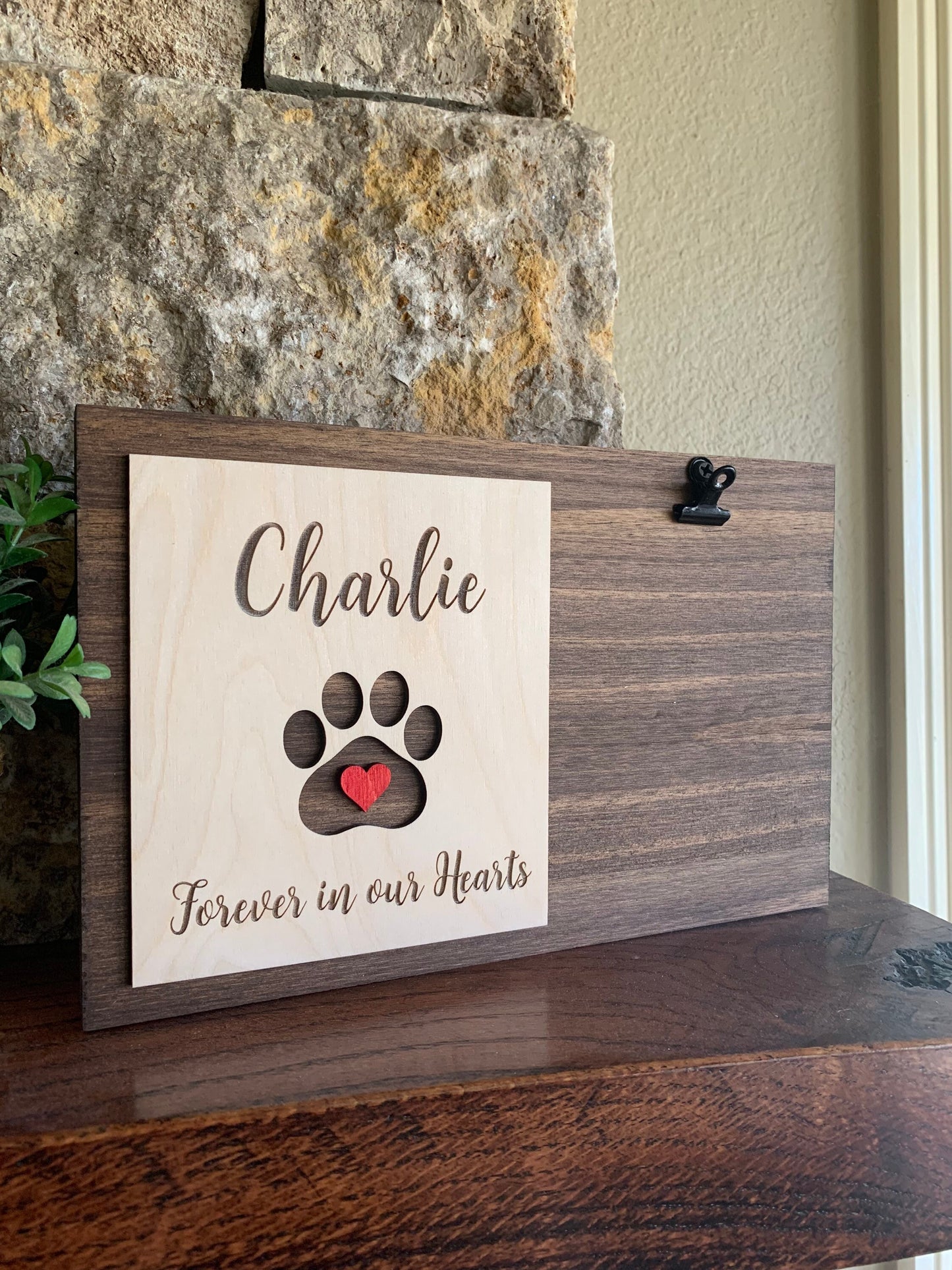 Custom Engraved Pet Memorial Sign, Photo Holder