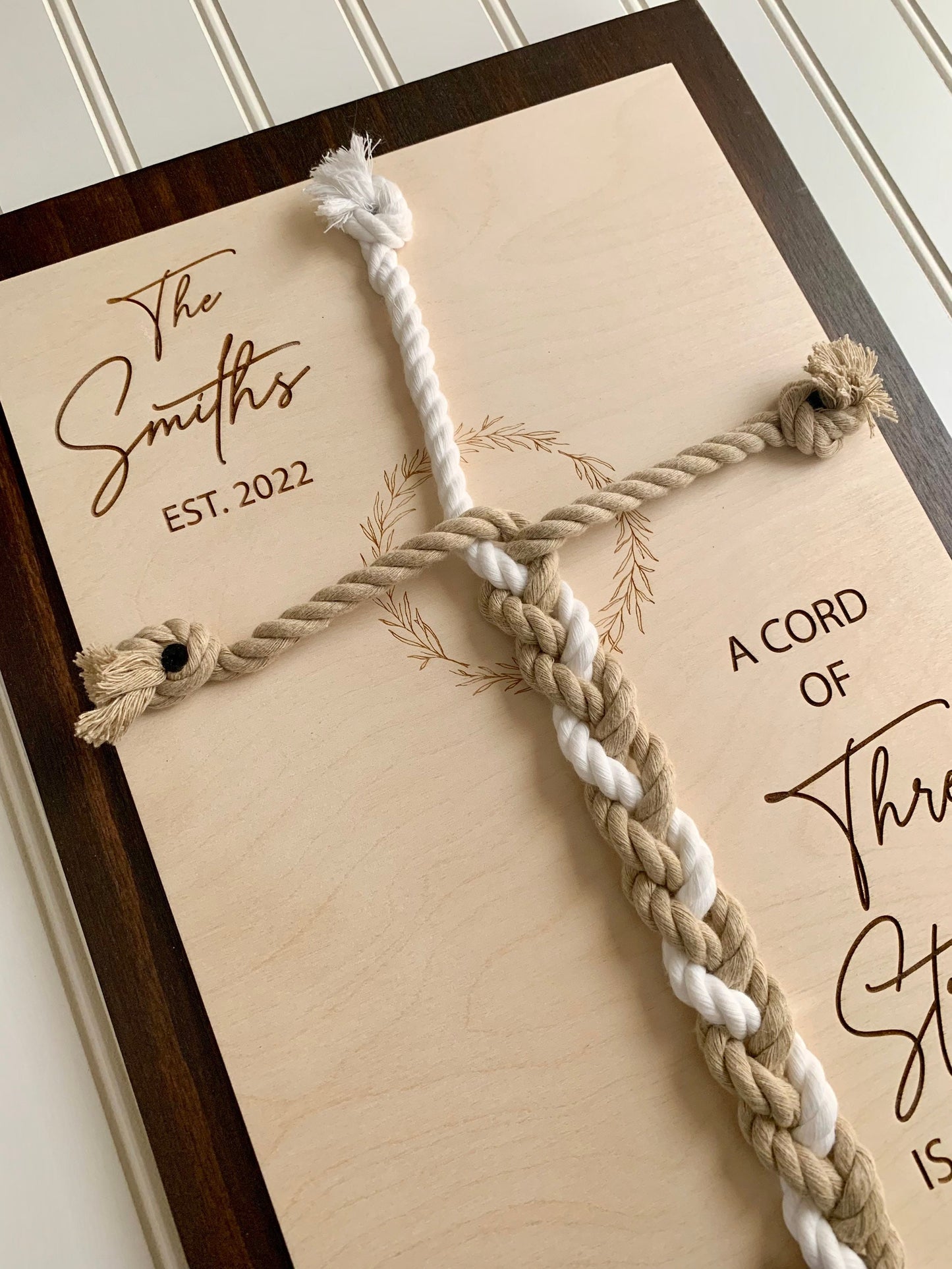 ENGRAVED, A Cord of Three Strands is Not Easily Broken Unity Ceremony Sign, Personalized Gift for Couple, Anniversary Gift