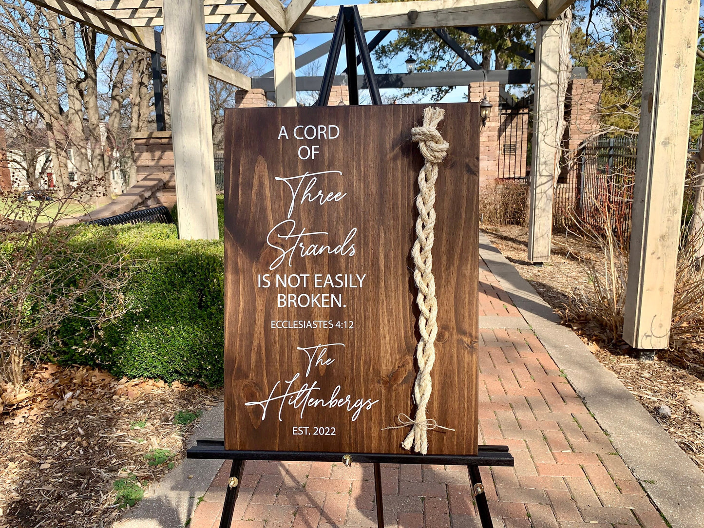 A Cord Of Three Strands Wedding Sign, Sisal Rope Cords, Unity Ceremony Sign, A Cord of 3 Strands, Ecclesiastes 4:12