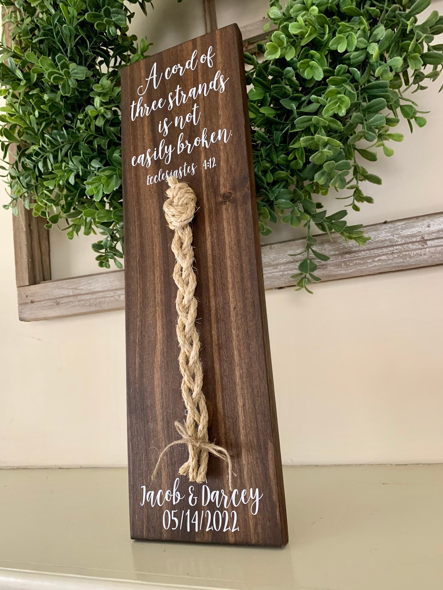 A Cord Of Three Strands Wedding Sign, Unity Ceremony Sign