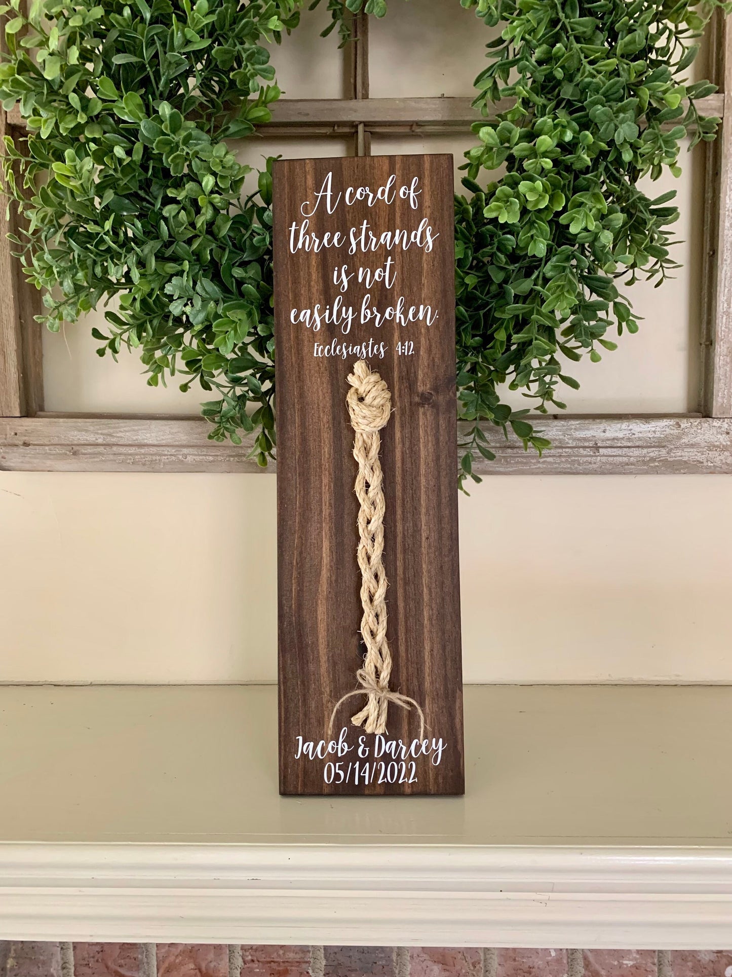 A Cord Of Three Strands Wedding Sign, Unity Ceremony Sign