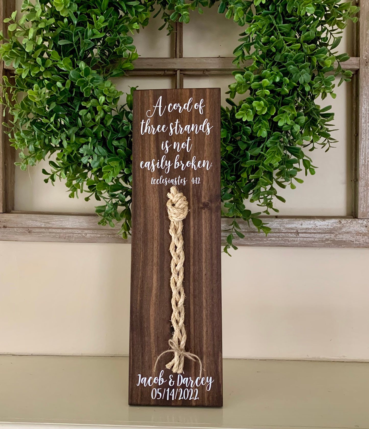 A Cord Of Three Strands Wedding Sign, Unity Ceremony Sign