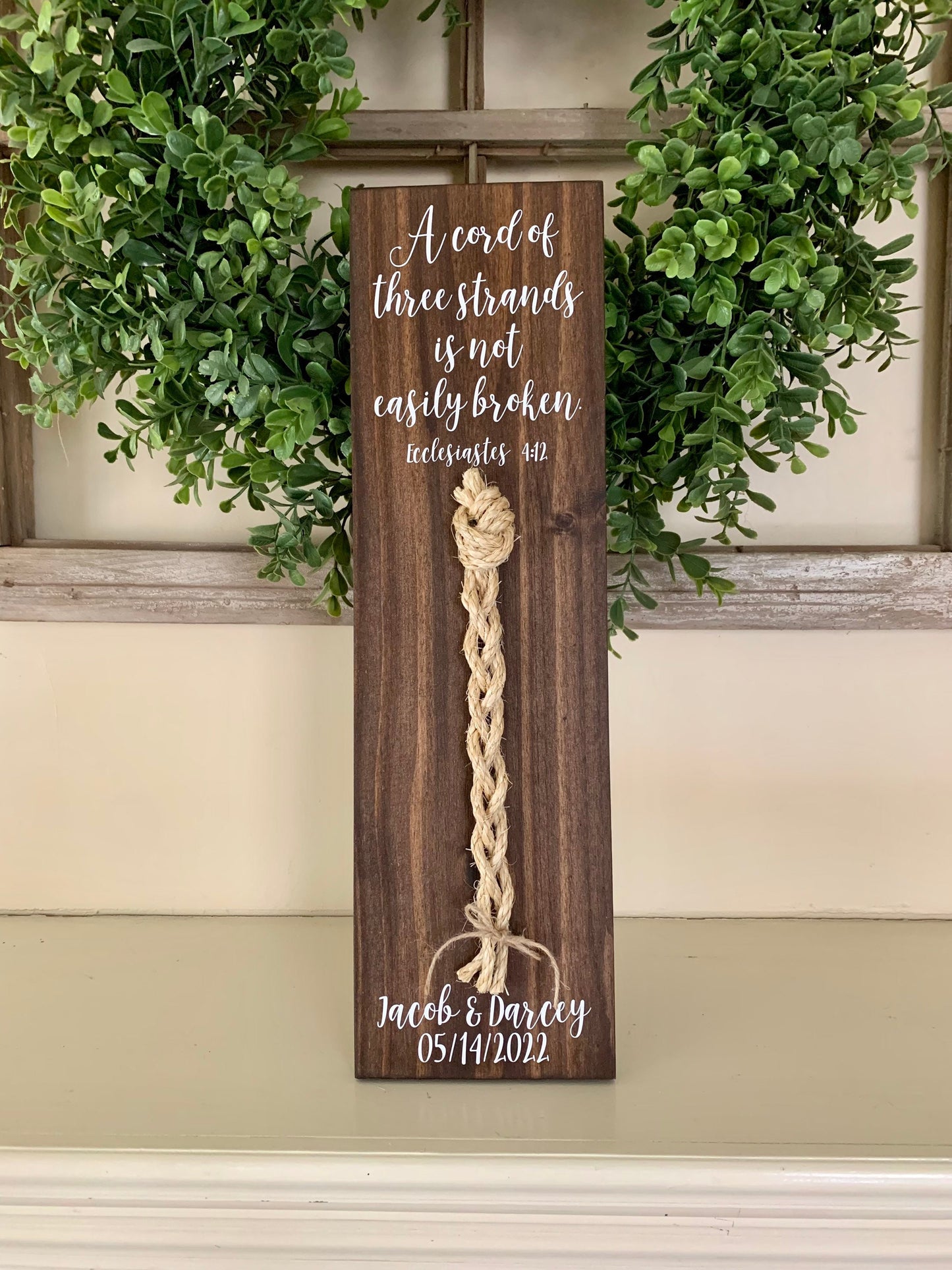 A Cord Of Three Strands Wedding Sign, Unity Ceremony Sign