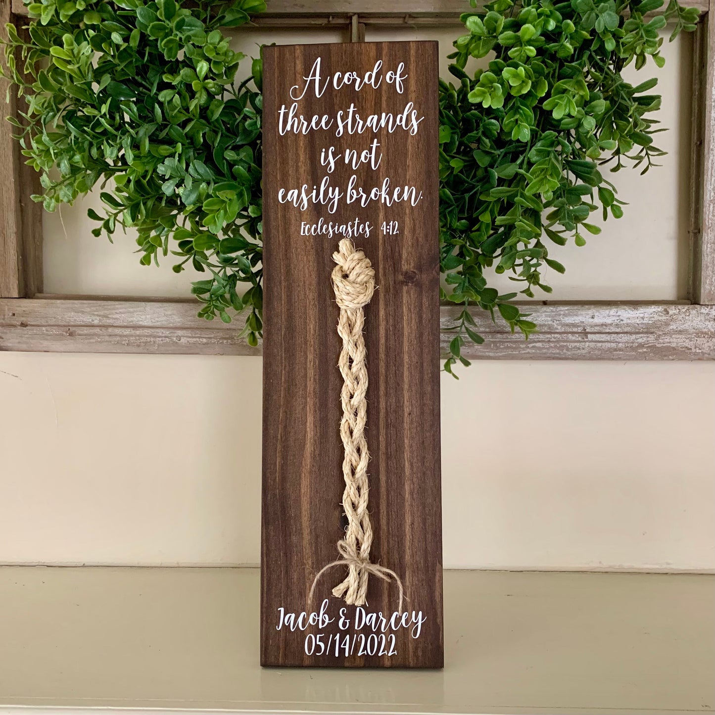 A Cord Of Three Strands Wedding Sign, Unity Ceremony Sign