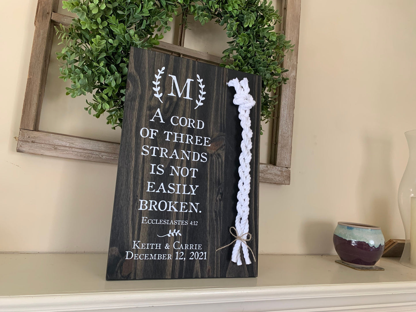 Christian Wedding Gift, 3 White Cords, A Cord of Three Strands is Not Easily Broken