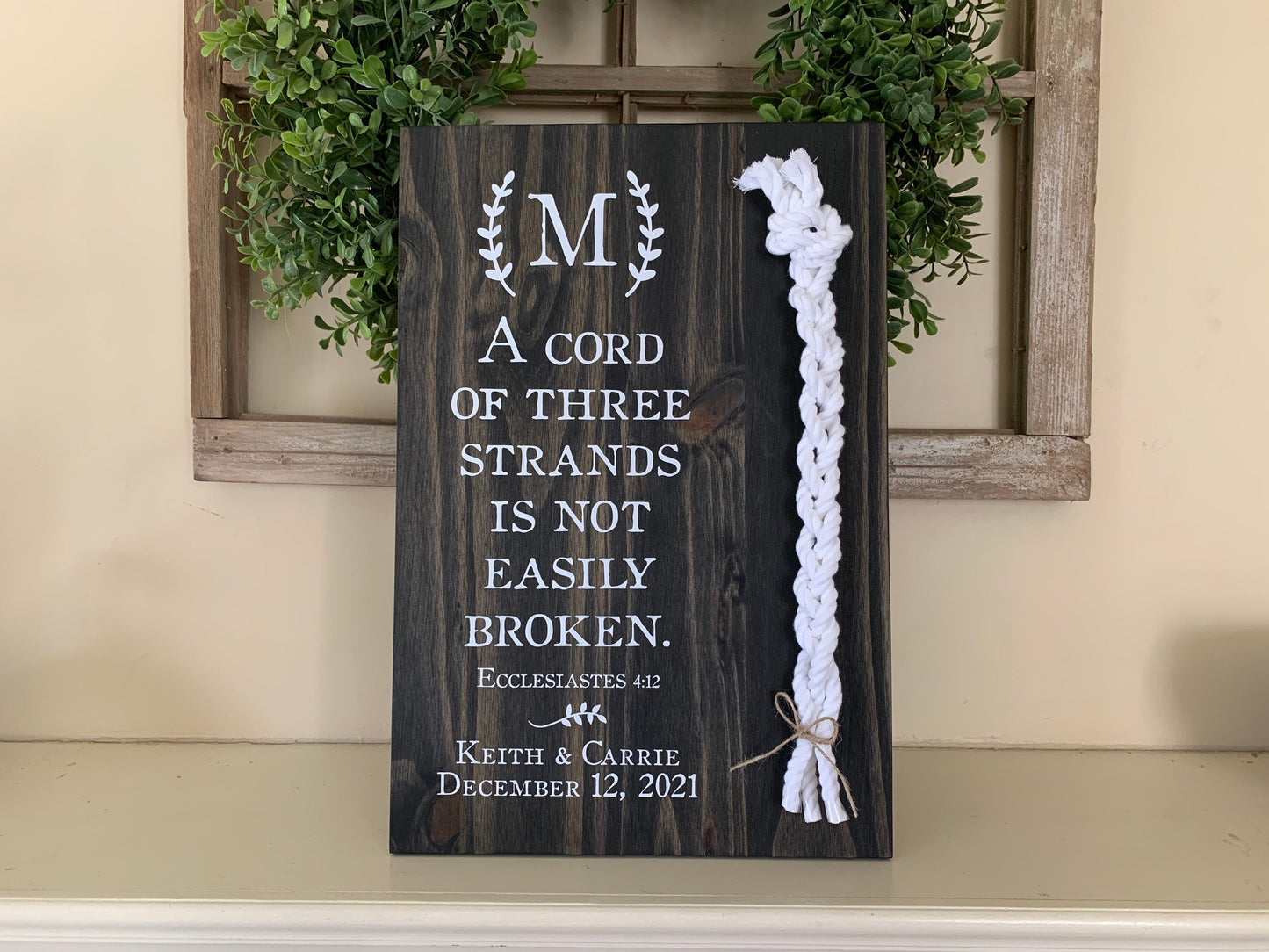 Christian Wedding Gift, 3 White Cords, A Cord of Three Strands is Not Easily Broken