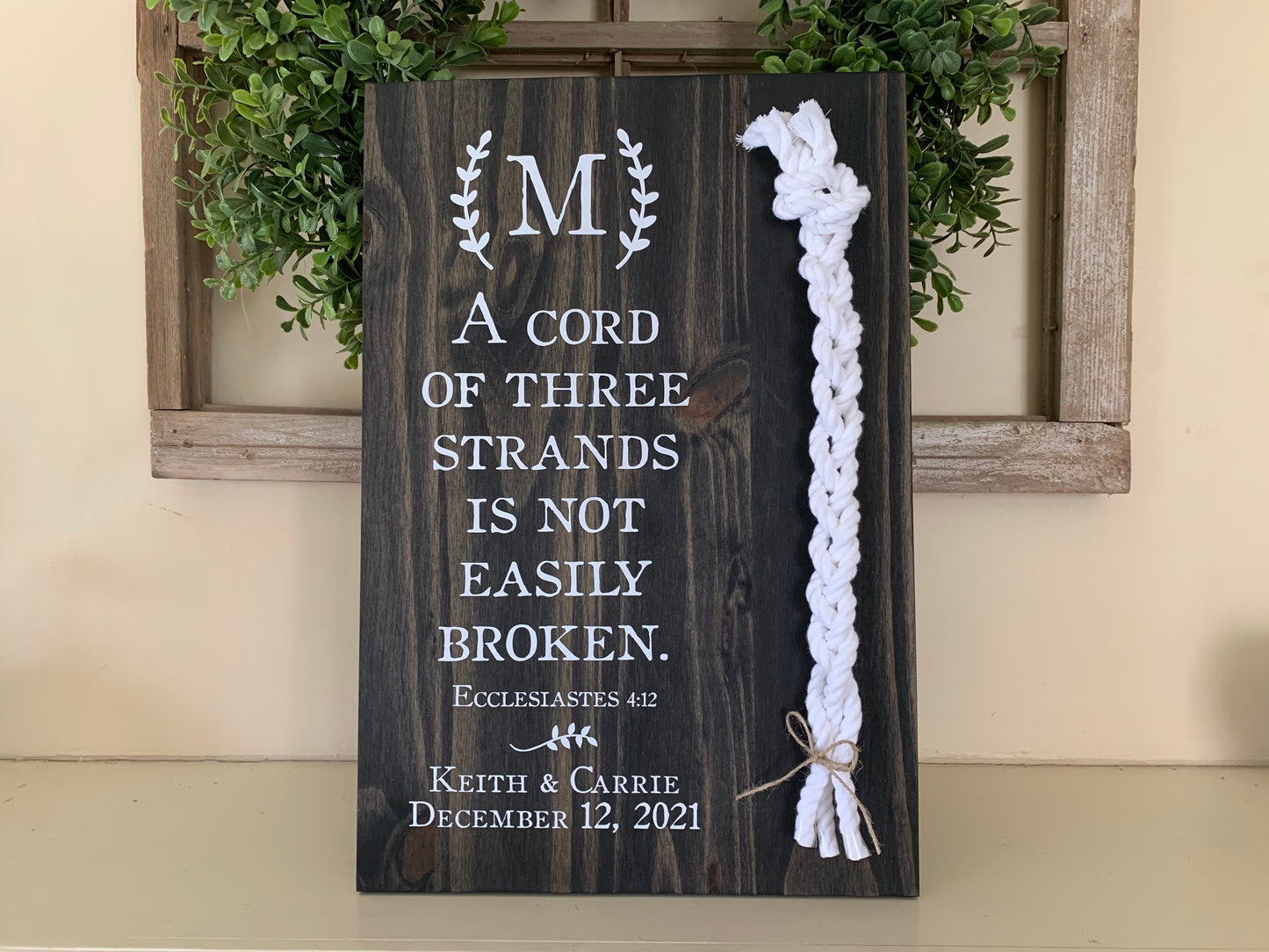 Christian Wedding Gift, 3 White Cords, A Cord of Three Strands is Not Easily Broken